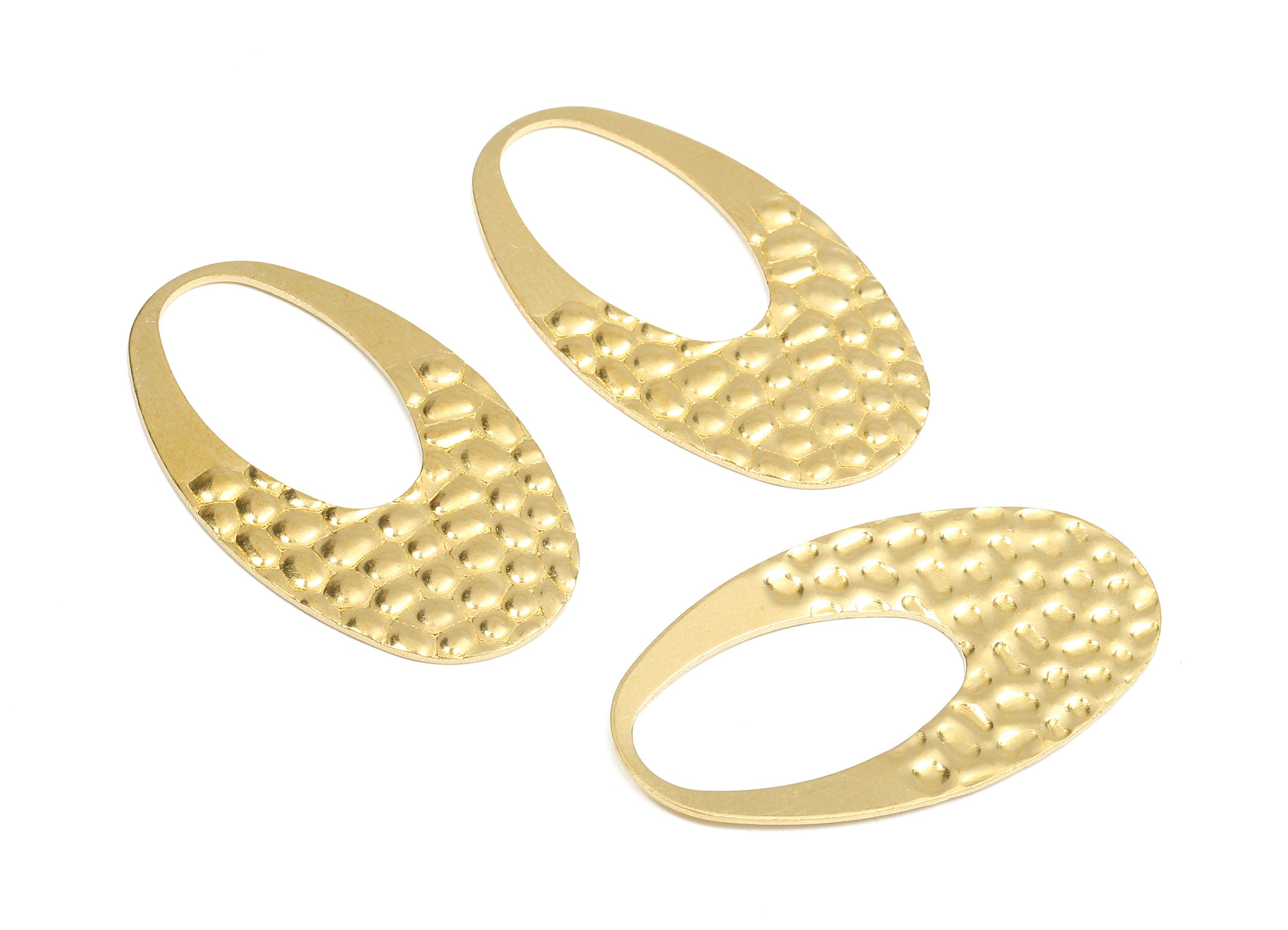 Brass Oval Charms - Raw Brass Wavy Oval Earrings and Pendant - Brass Oval Necklace - Jewelry Supplies - 35x20.15x1.03mm - PP2440 - DOMEDBAZAAR