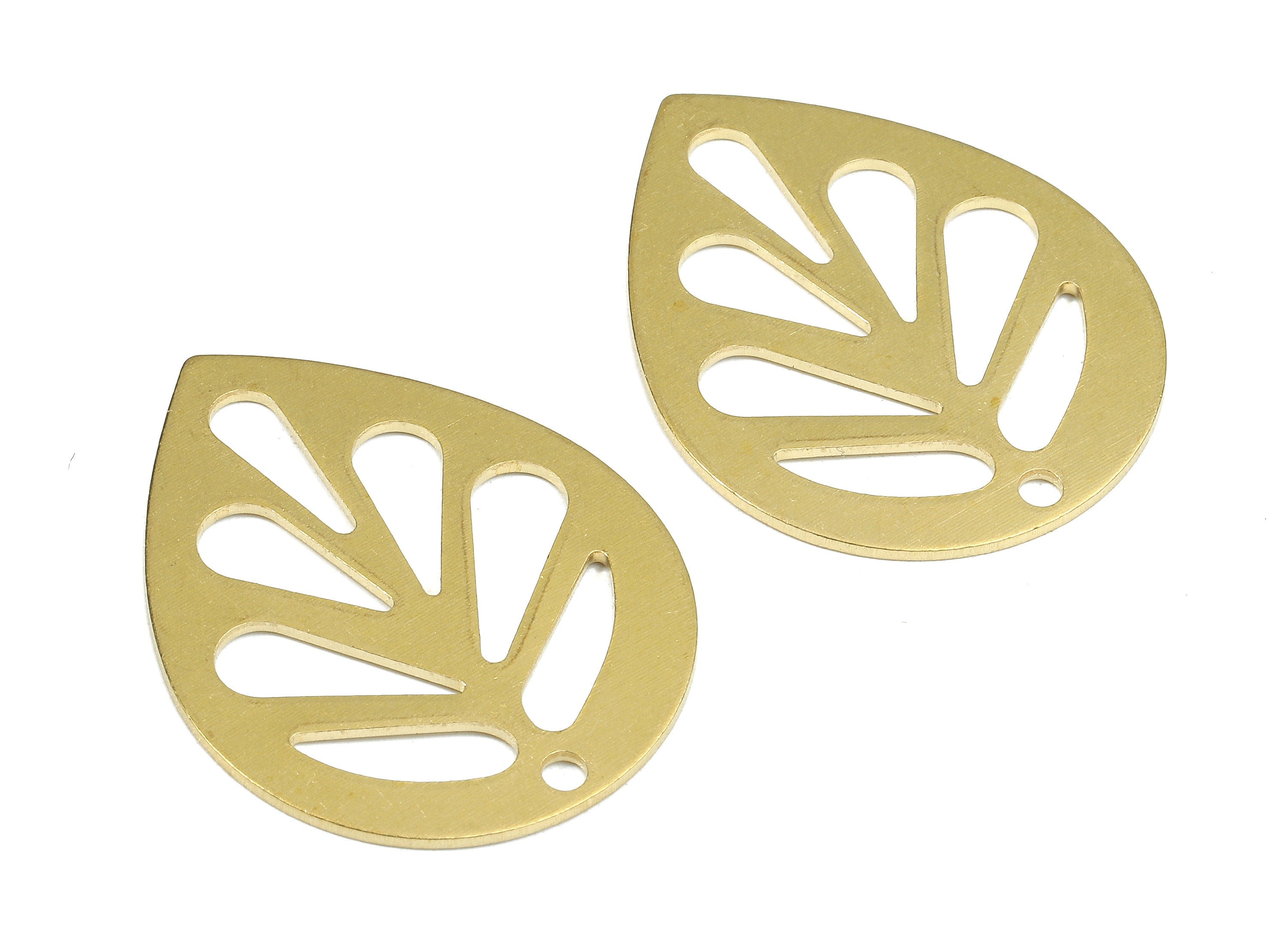 Brass Drop Charms - Raw Brass Leaf Earrings and Pendant - Brass Drop Necklace - Jewelry Supplies - 30.08x23.83x1.17mm - PP2431 - DOMEDBAZAAR