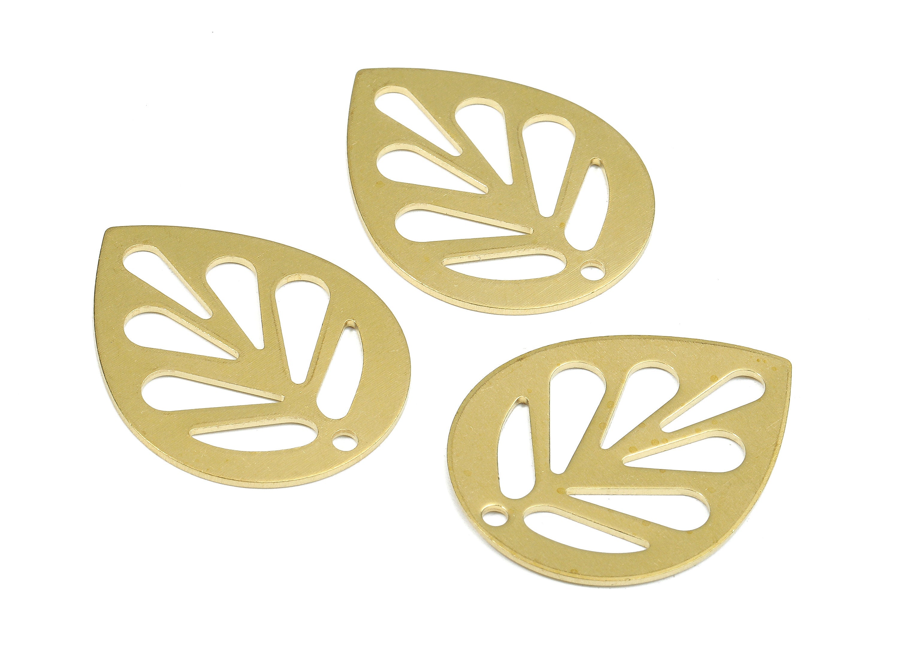 Brass Drop Charms - Raw Brass Leaf Earrings and Pendant - Brass Drop Necklace - Jewelry Supplies - 30.08x23.83x1.17mm - PP2431 - DOMEDBAZAAR