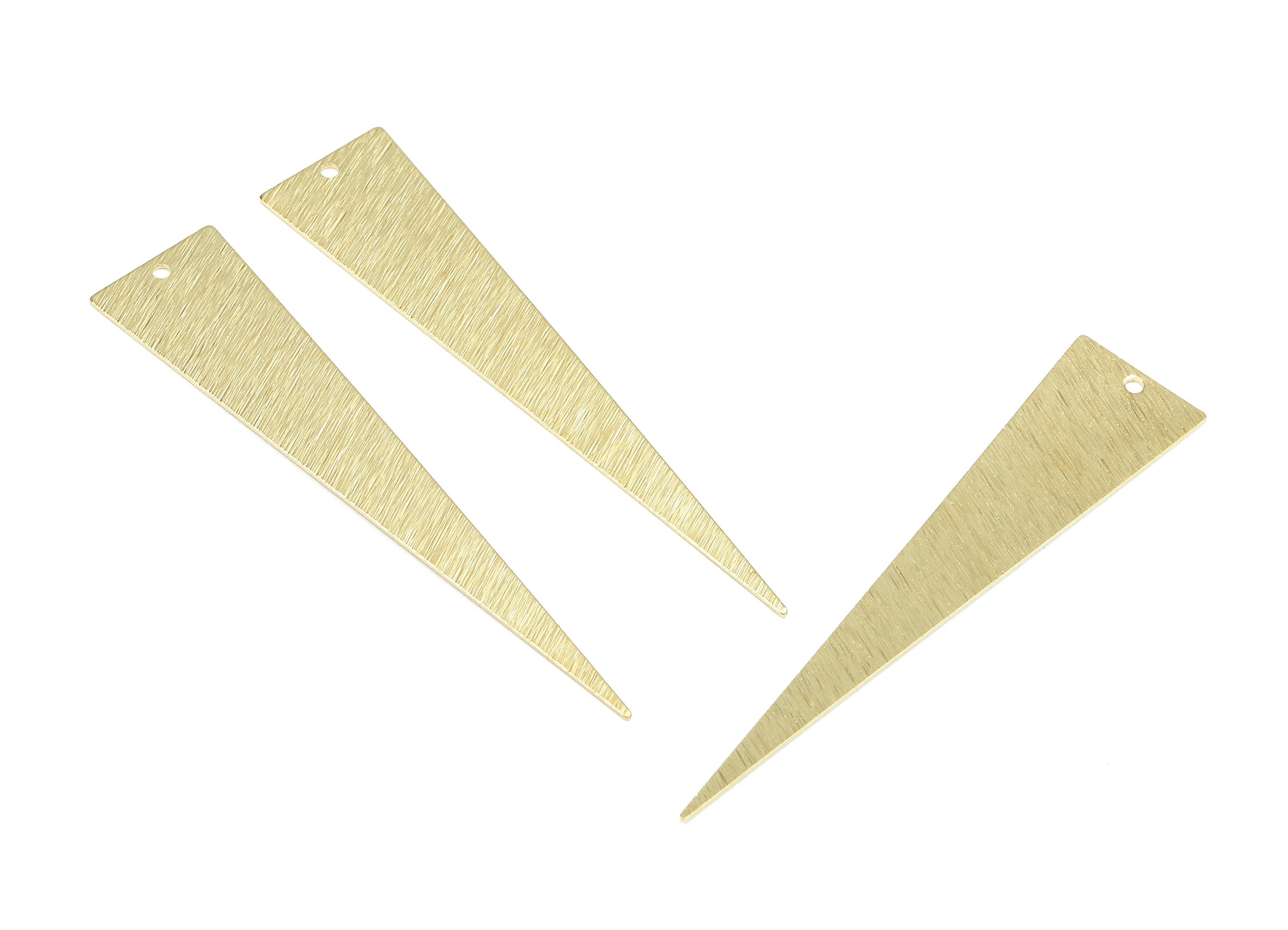Brass Triangle Charms - Raw Brass Texture Letter Triangle Earrings and Pendant - Brass Necklace - 60.02x12.98x0.83mm - PP2637 - DOMEDBAZAAR