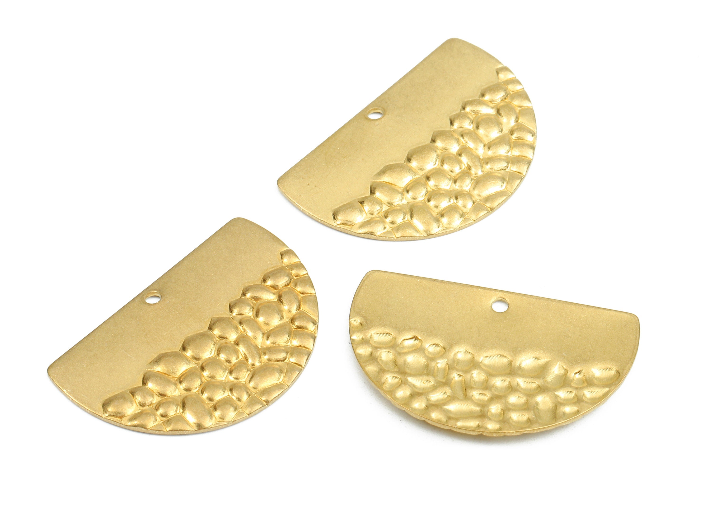 Brass Semicircle Charms - Raw Brass Wavy Semicircle Earrings and Pendant - Brass Semicircle Necklace - 26.59x17.63x1.57mm - PP2425 - DOMEDBAZAAR