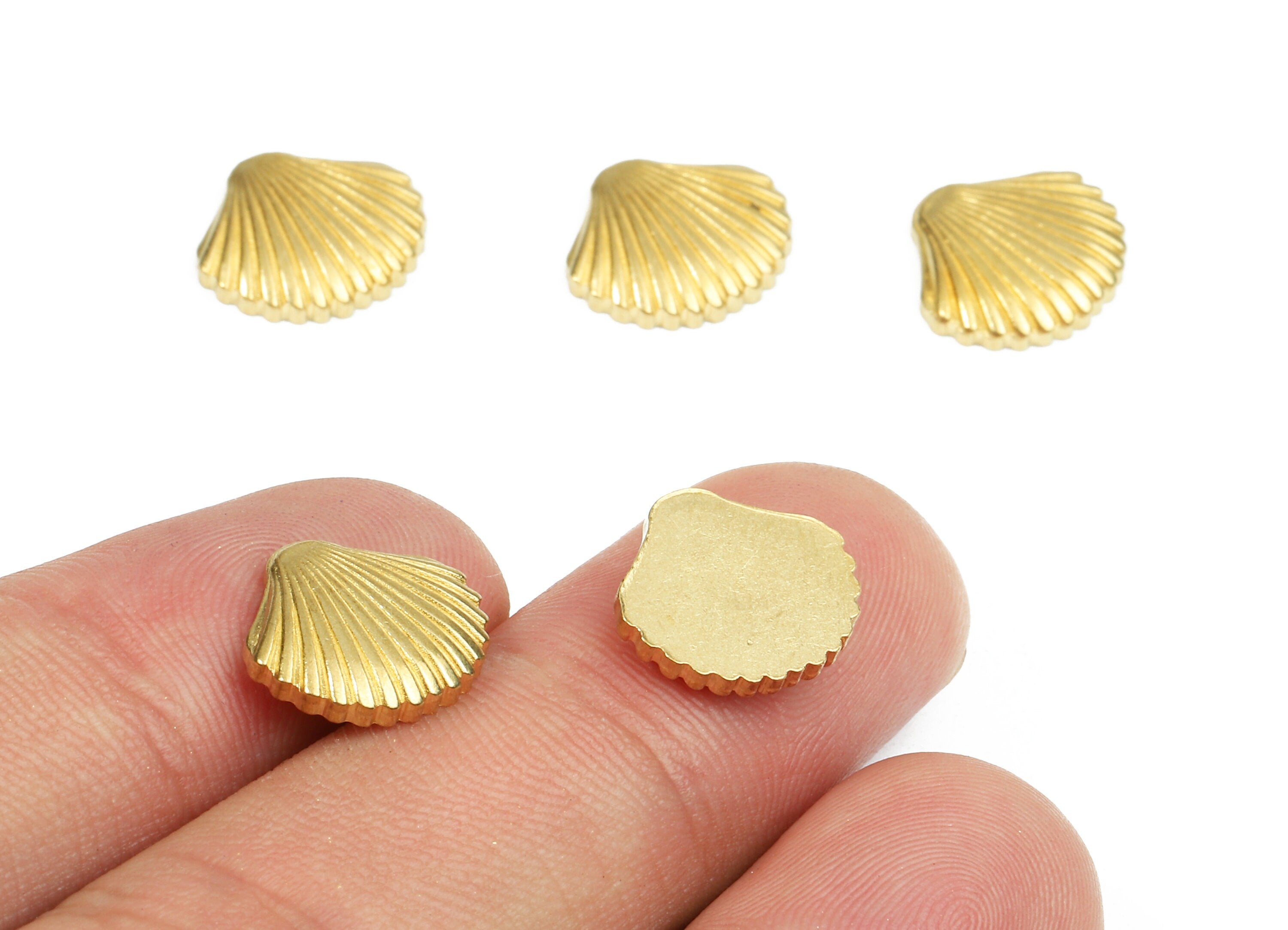 Brass Shell Blank - Raw Brass Shell Blank - Brass Shell Tag - Brass Stamping Tag - Jewelry Supplies - 12.92x11.45x2.24mm - PP2459 - DOMEDBAZAAR