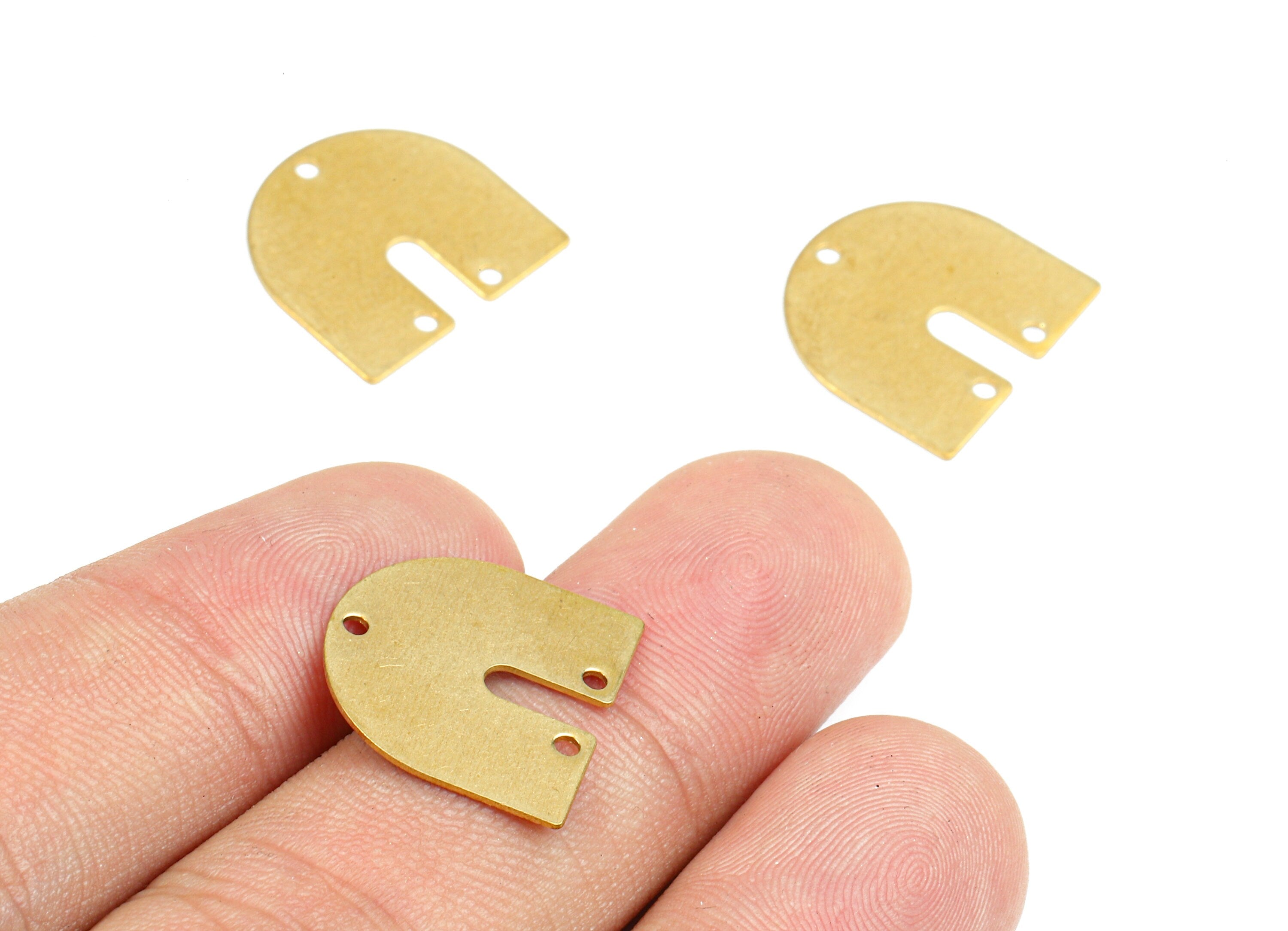 Brass U Connectors - Raw Brass U Connectors - Brass U Earrings and Pendant - Brass U Necklace - 3 Holes - 16 x17x0.5mm - PP1245 - DOMEDBAZAAR