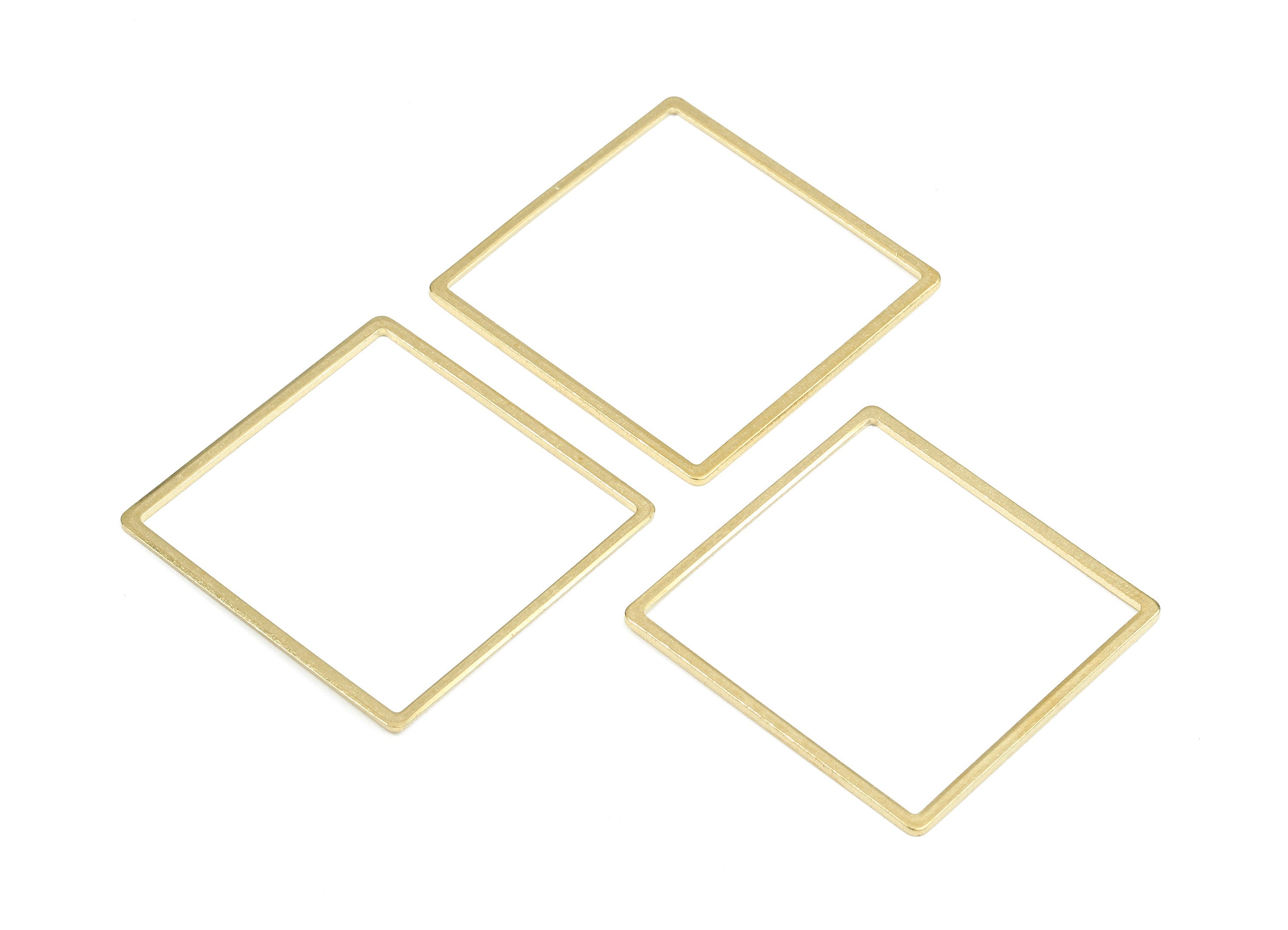 Brass Square Ring Charms - Raw Brass Square Earrings and Pendant - Brass Square Connectors - Jewelry Supplies - 35.58x35.58x0.98mm - PP2704 - DOMEDBAZAAR