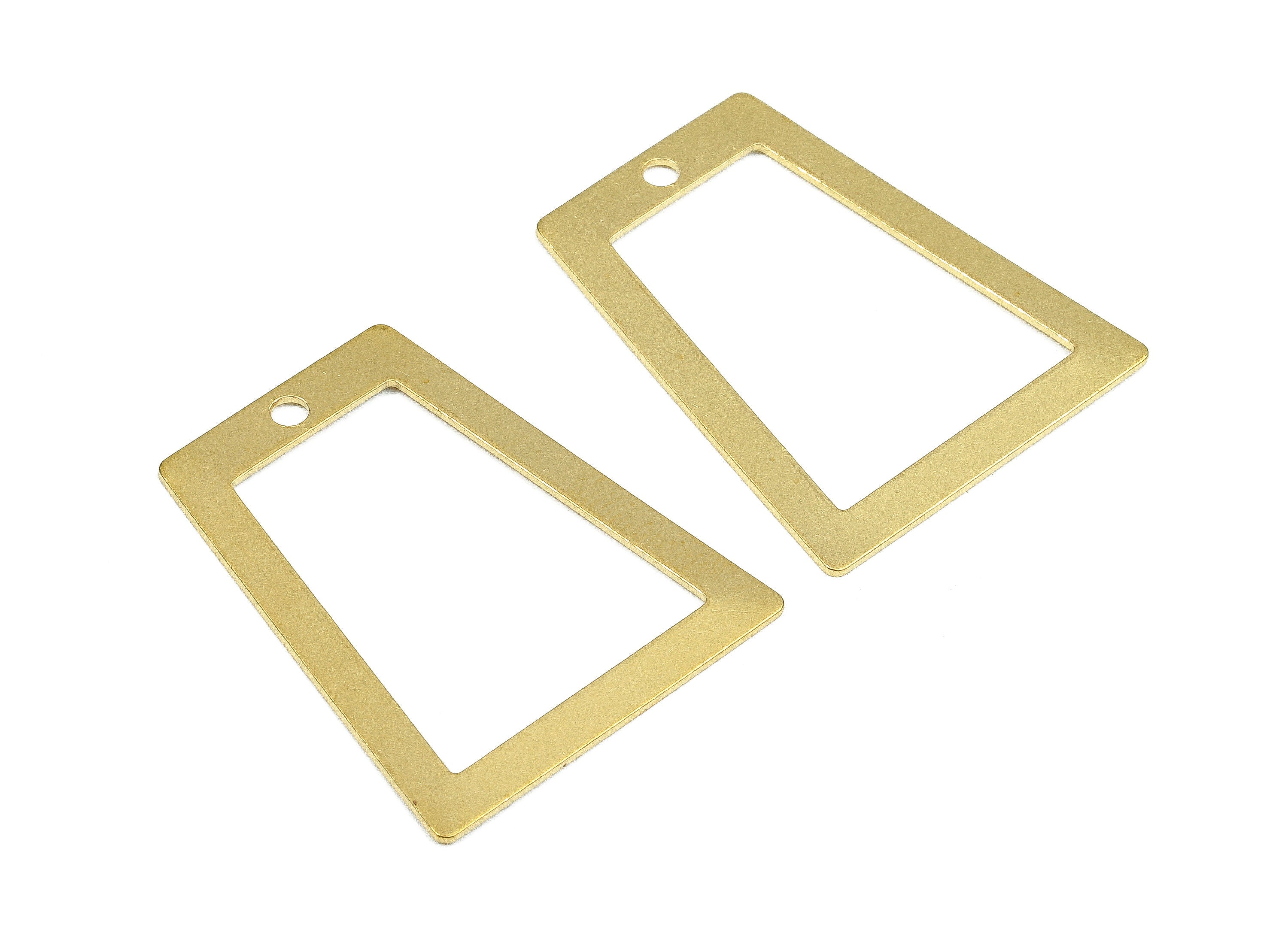 Brass Trapezoid Charms - Raw Brass Trapezoid Earring and Pendant - Brass Trapezoid Necklace - Jewelry Supplies - 28.32x23.61x0.73mm - PP2600 - DOMEDBAZAAR