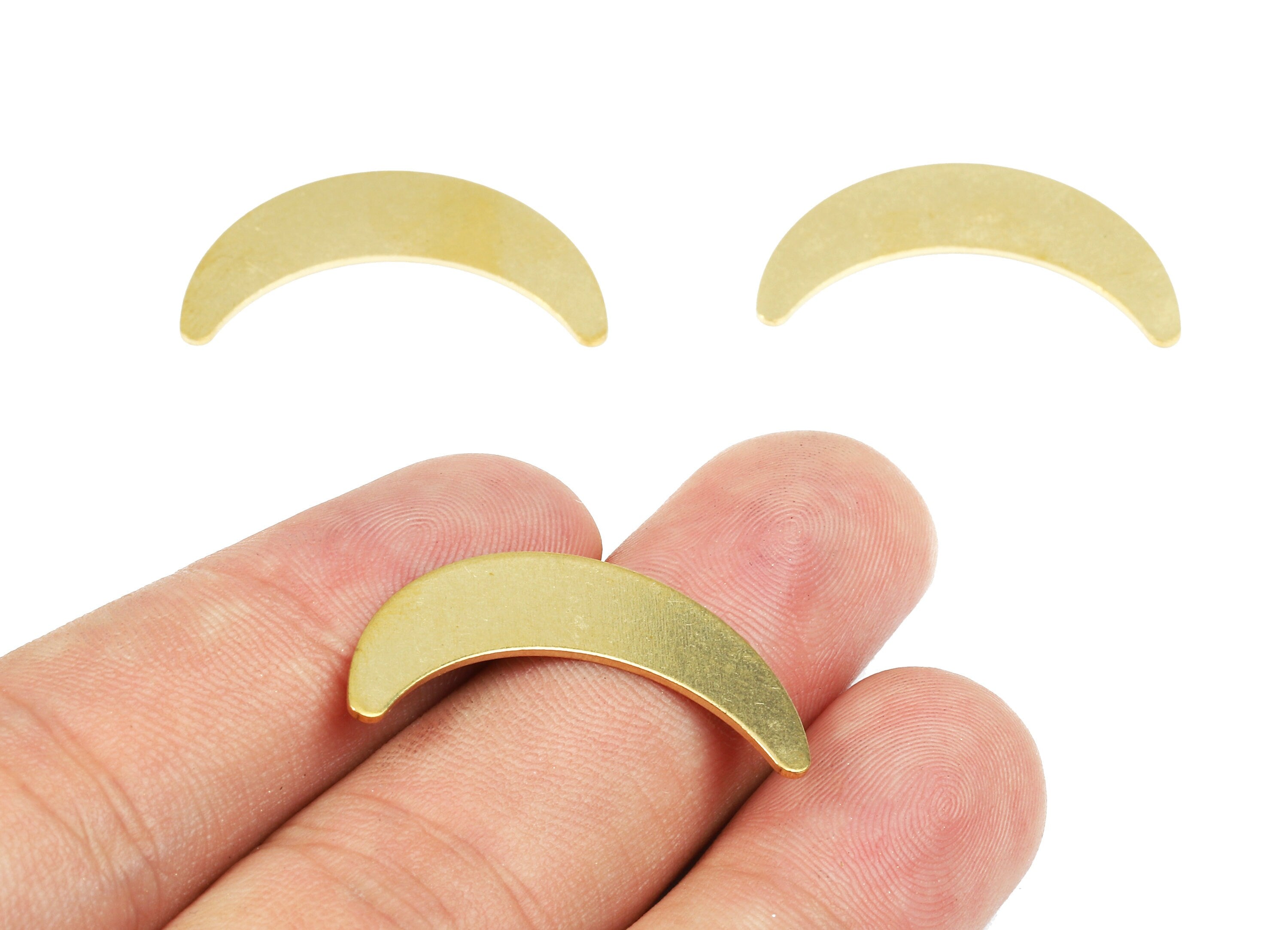Brass Moon Blank - Raw Brass Moon Blank - Brass Moon Tag - Brass Stamping Tag - Brass Blank Findings - 28.47x8.17x0.69mm - PP2409 - DOMEDBAZAAR