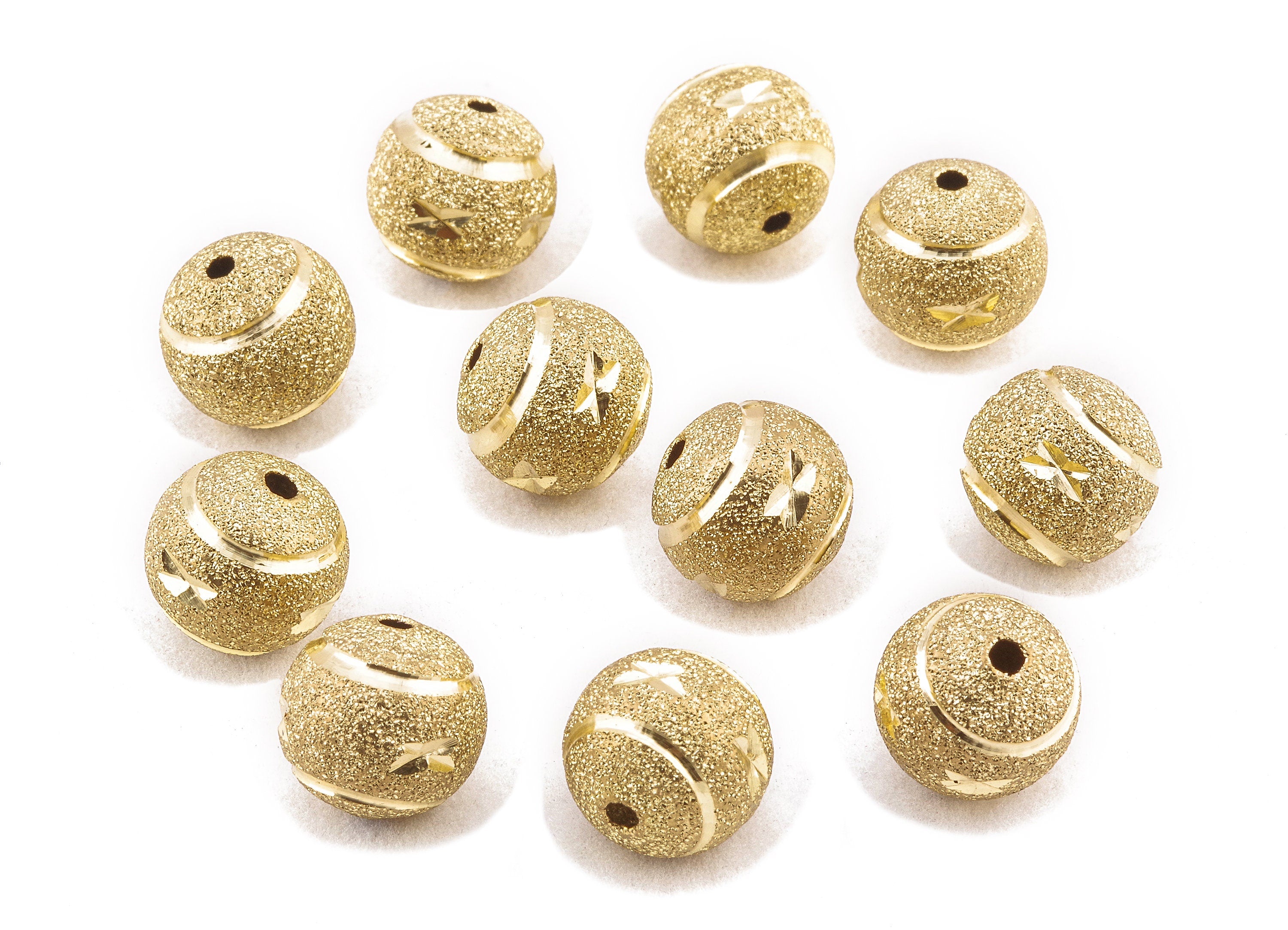 Brass Spacer Ball Beads - Raw Brass Spacer Ball Beads - Necklace Beads - Earring Findings - Jewelry Supplies - 12.03x11.64mm - PP2307 - DOMEDBAZAAR