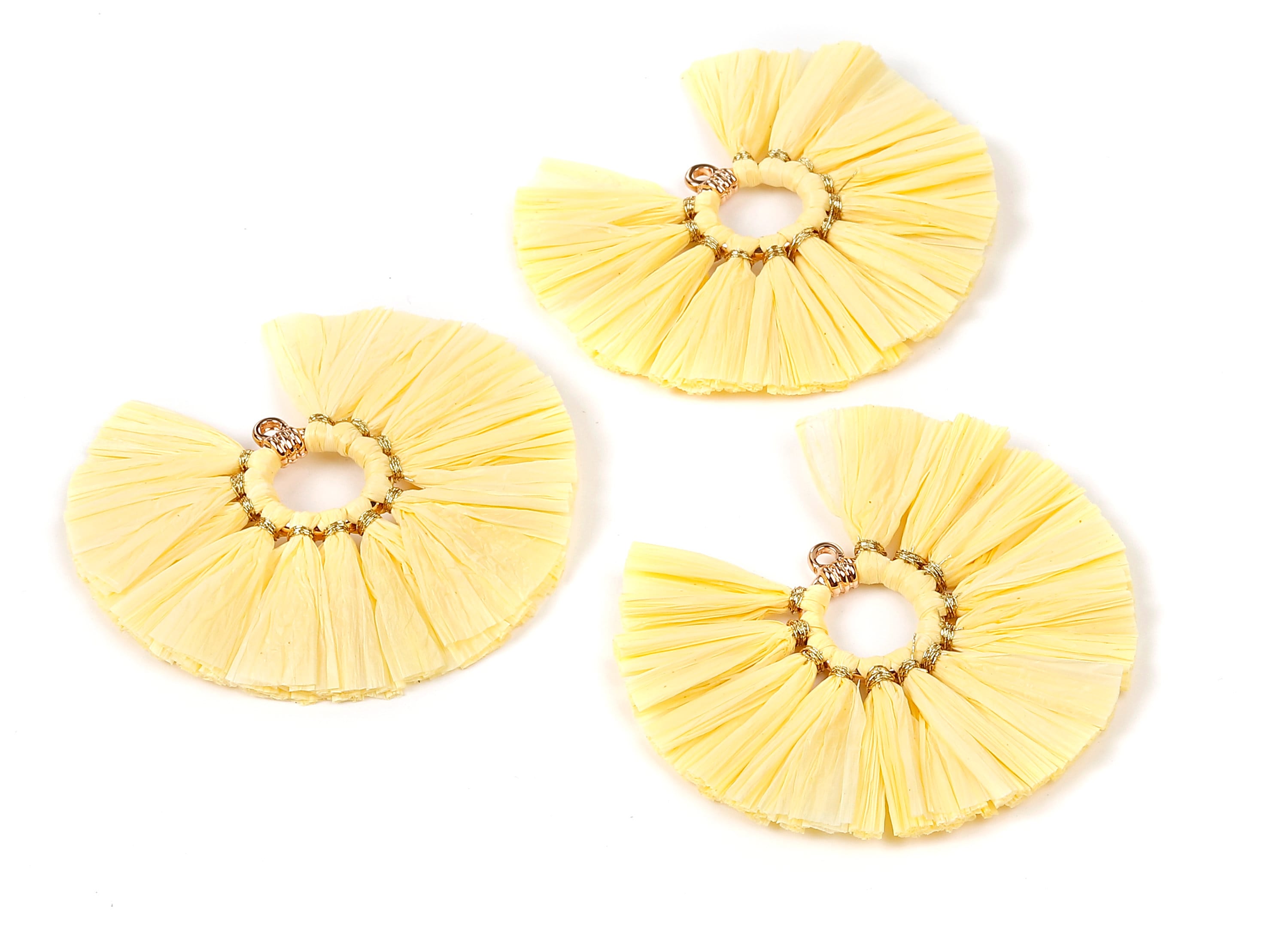 Raffia Fan Tassels Charms - Raffia Tassel Pendant - Jewelry Accessories - Handmade Tassels Jewelry - 54.16x54.16x3.49mm - RS1043 - DOMEDBAZAAR