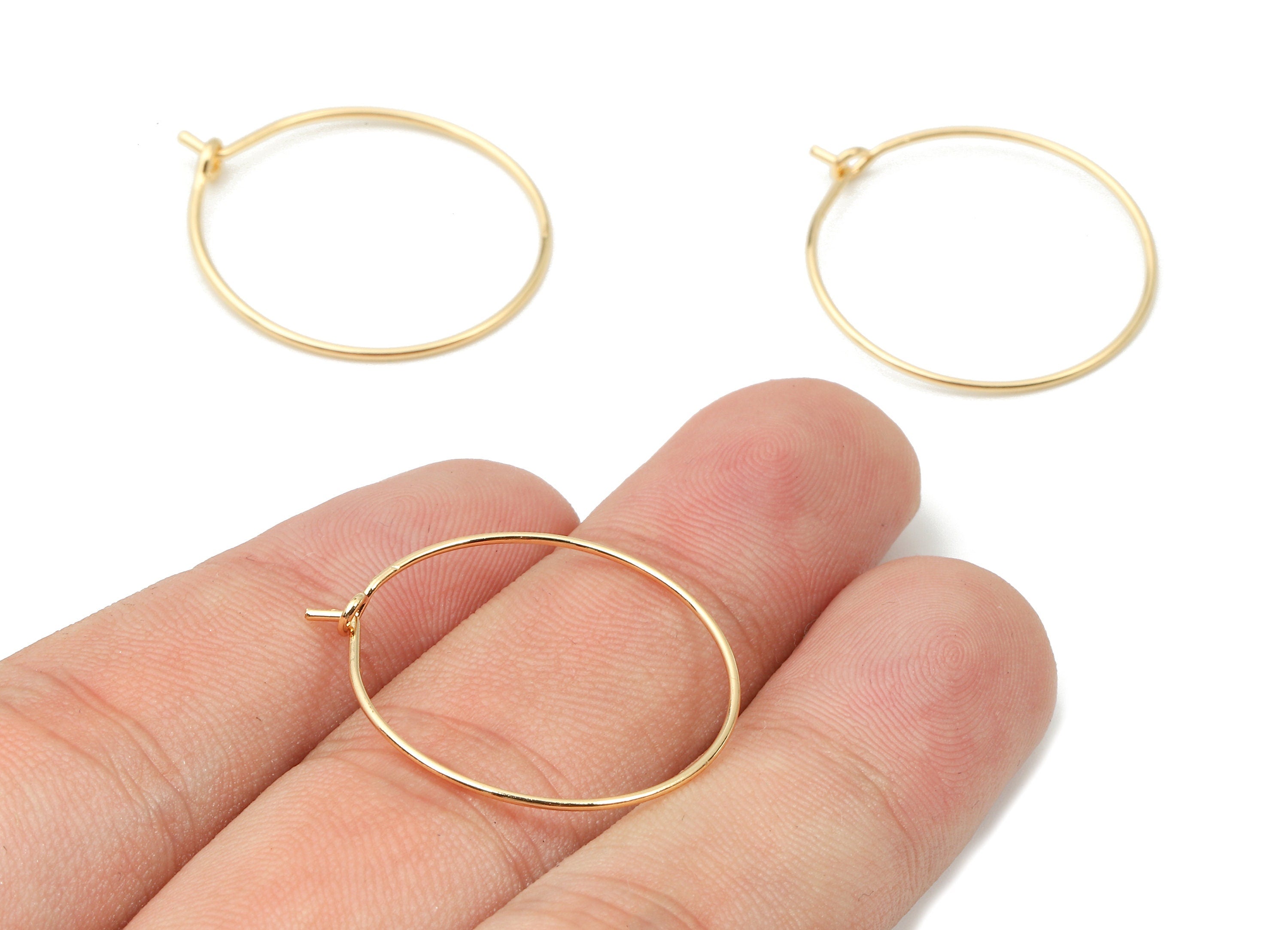 Brass Earring Wire - Brass Earring Circle Earring Wire - 18K Real Gold Plated Brass - Jewelry Supplies - 25x25x0.75mm - RGP1252 - DOMEDBAZAAR