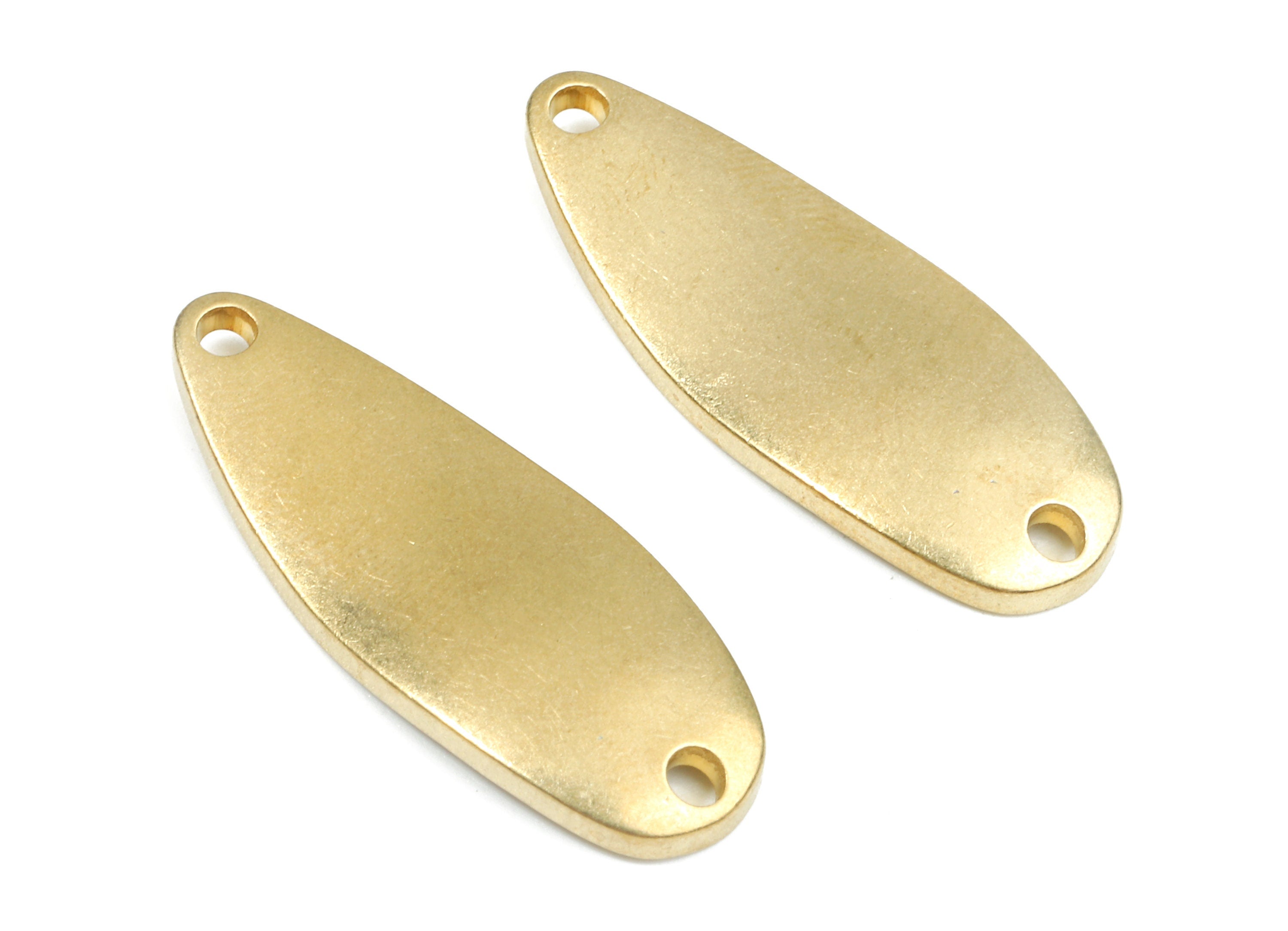 Personalized stamping blank - Brass Wavy Oval Connectors - Raw Brass Wavy Oval Stamping Tag  - 36.3x10.49x2.15mm - PP2613 - DOMEDBAZAAR