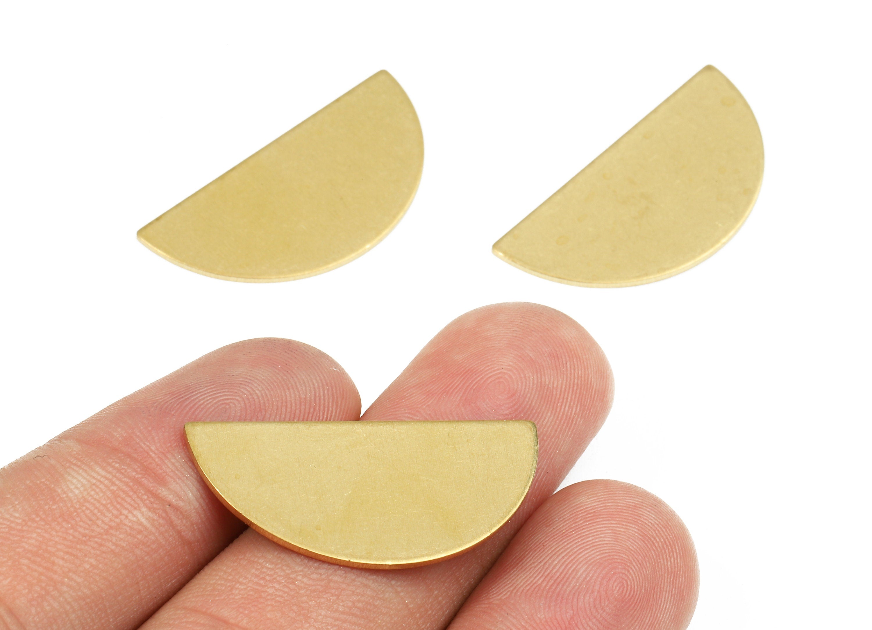 Brass Semicircle Blank - Raw Brass Semicircle Blank - Brass Semicircle Tag - Brass Stamping Tag - 30.05x15.42x0.92mm - PP2382 - DOMEDBAZAAR