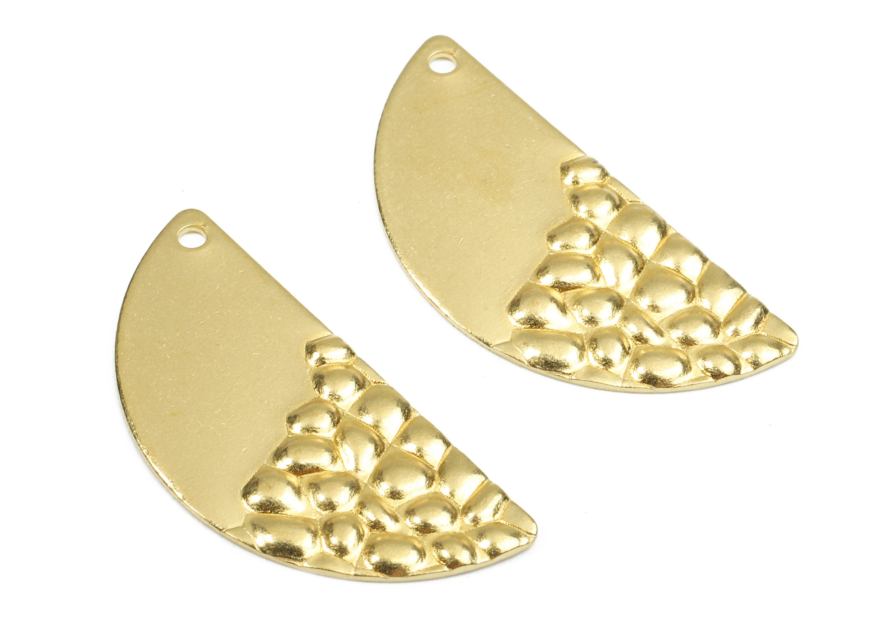Brass Semicircle Charms - Raw Brass Wavy Semicircle Earrings and Pendant - Brass Semicircle Necklace - 28.03x13.24x1.39mm - PP2427 - DOMEDBAZAAR