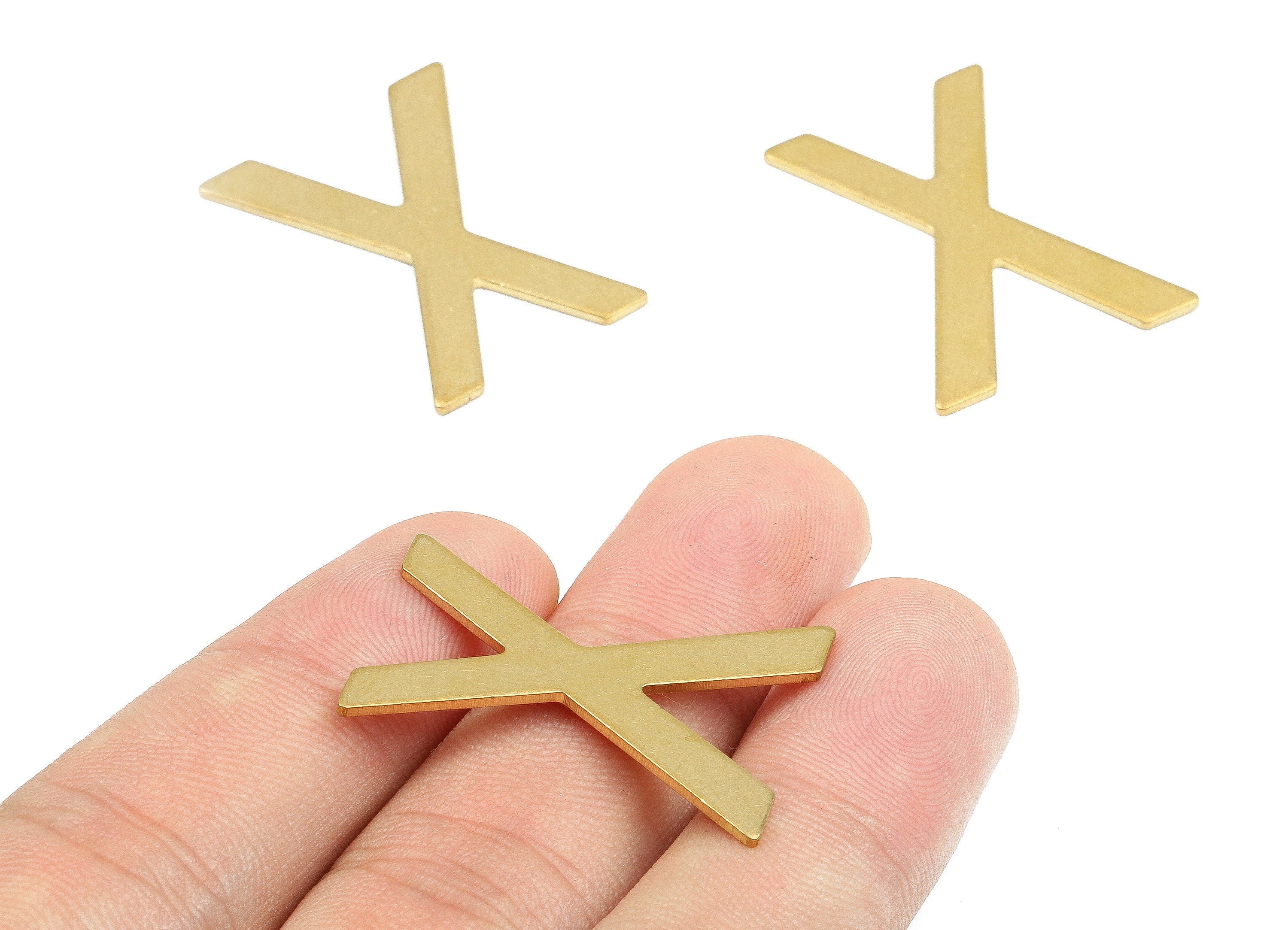 Brass X Blank - Raw Brass Letter X Blank - Brass Letter Wallart Decoration - Brass Alphabet X Blank - 30.01x19.59x1.13mm - PP2752 - DOMEDBAZAAR