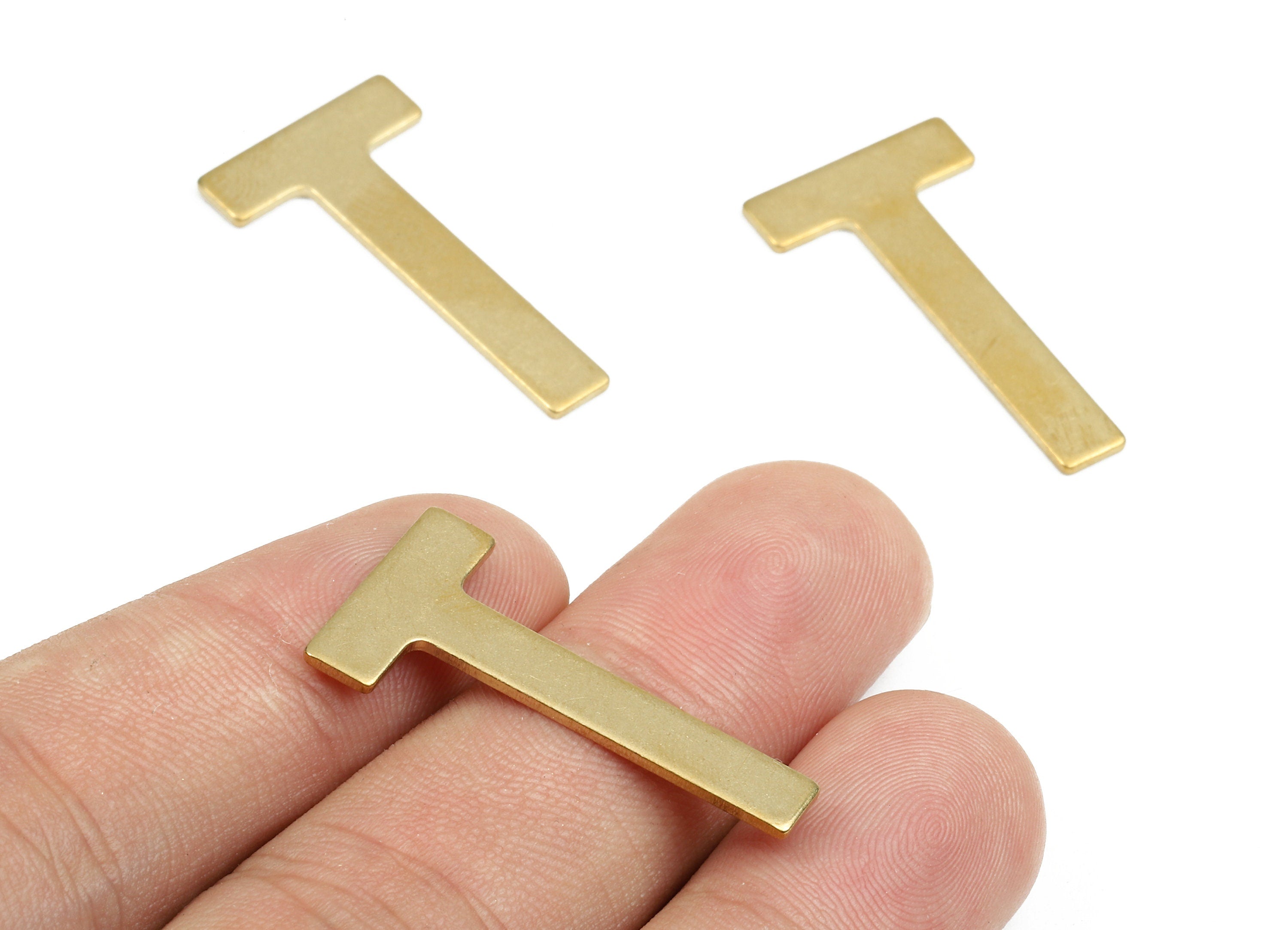 Brass T Blank - Raw Brass Letter T Blank - Brass Letter Wallart Decoration - Brass Alphabet T Blank - 30.08x16.21x1.1mm - PP2748 - DOMEDBAZAAR