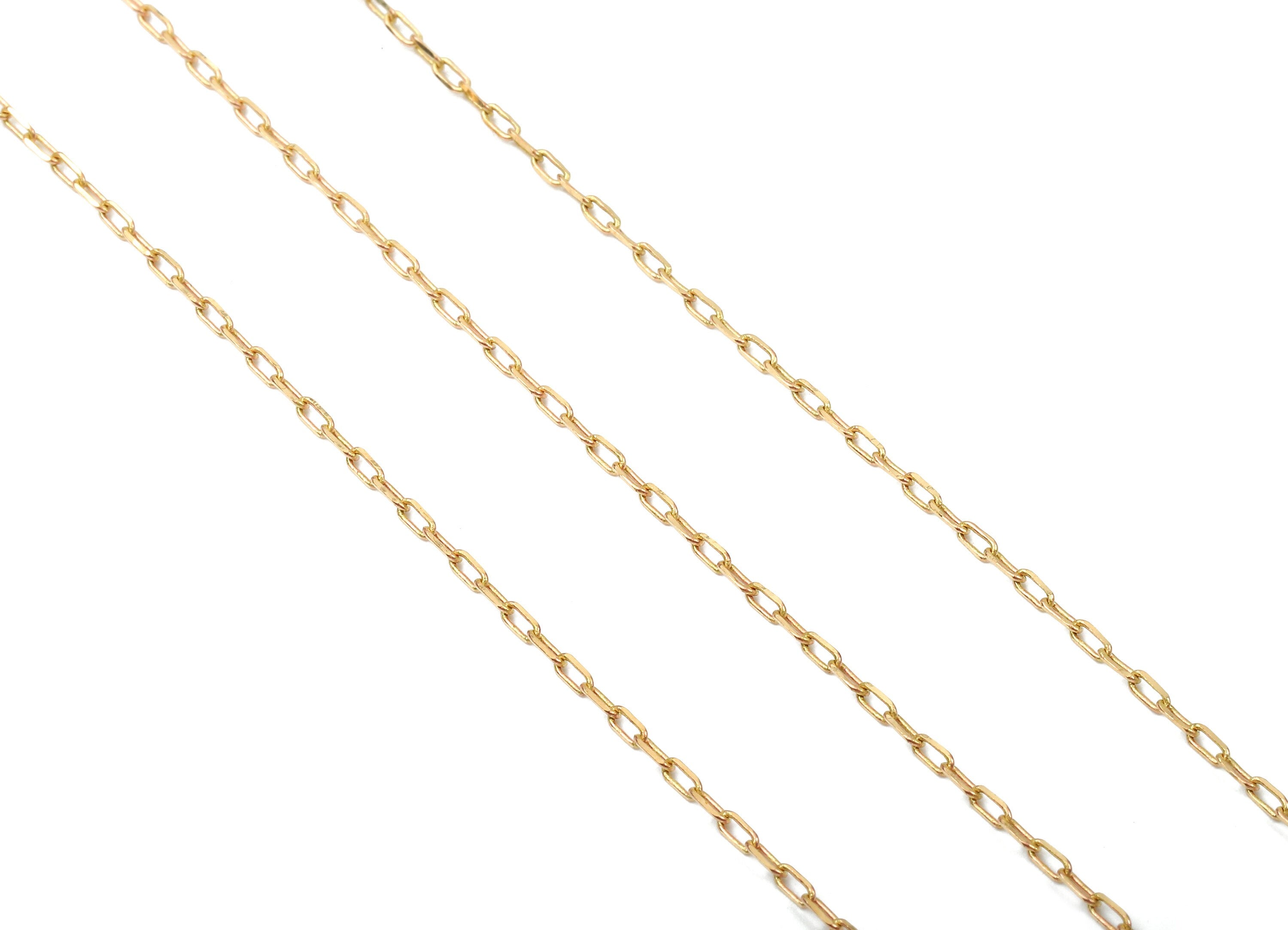 Flat Cable Chain - Faceted Raw Brass Chain - Soldered Link - Cable Chain - 0.14&quot; x 0.06&quot; x 0.02&quot; - Jewellery Making - CC1138 - DOMEDBAZAAR