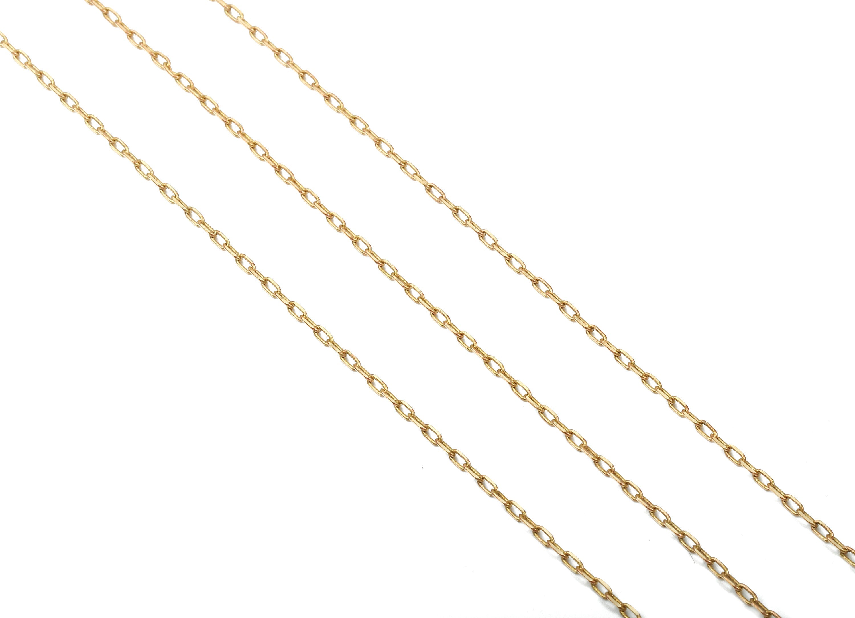 Flat Cable Chain - Faceted Raw Brass Chain - Soldered Link - Cable Chain - 0.11&quot; x 0.07&quot; x 0.02&quot; - Jewellery Making - CC1139 - DOMEDBAZAAR