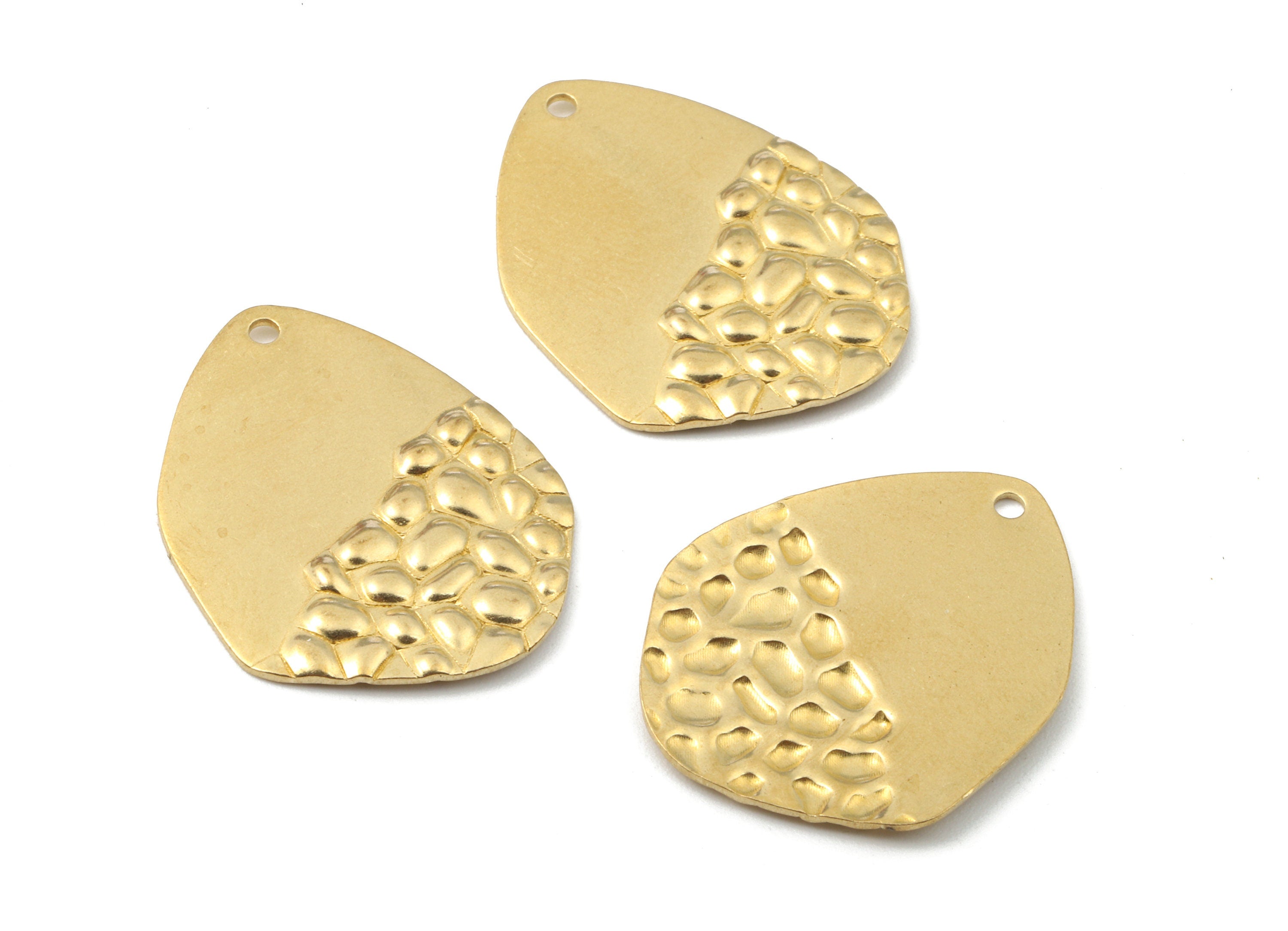 Brass Drop Charms - Raw Brass Wavy Drop Earrings and Pendant - Brass Drop Necklace - Jewelry Supplies - 24.54x19.95x0.97mm - PP2439 - DOMEDBAZAAR