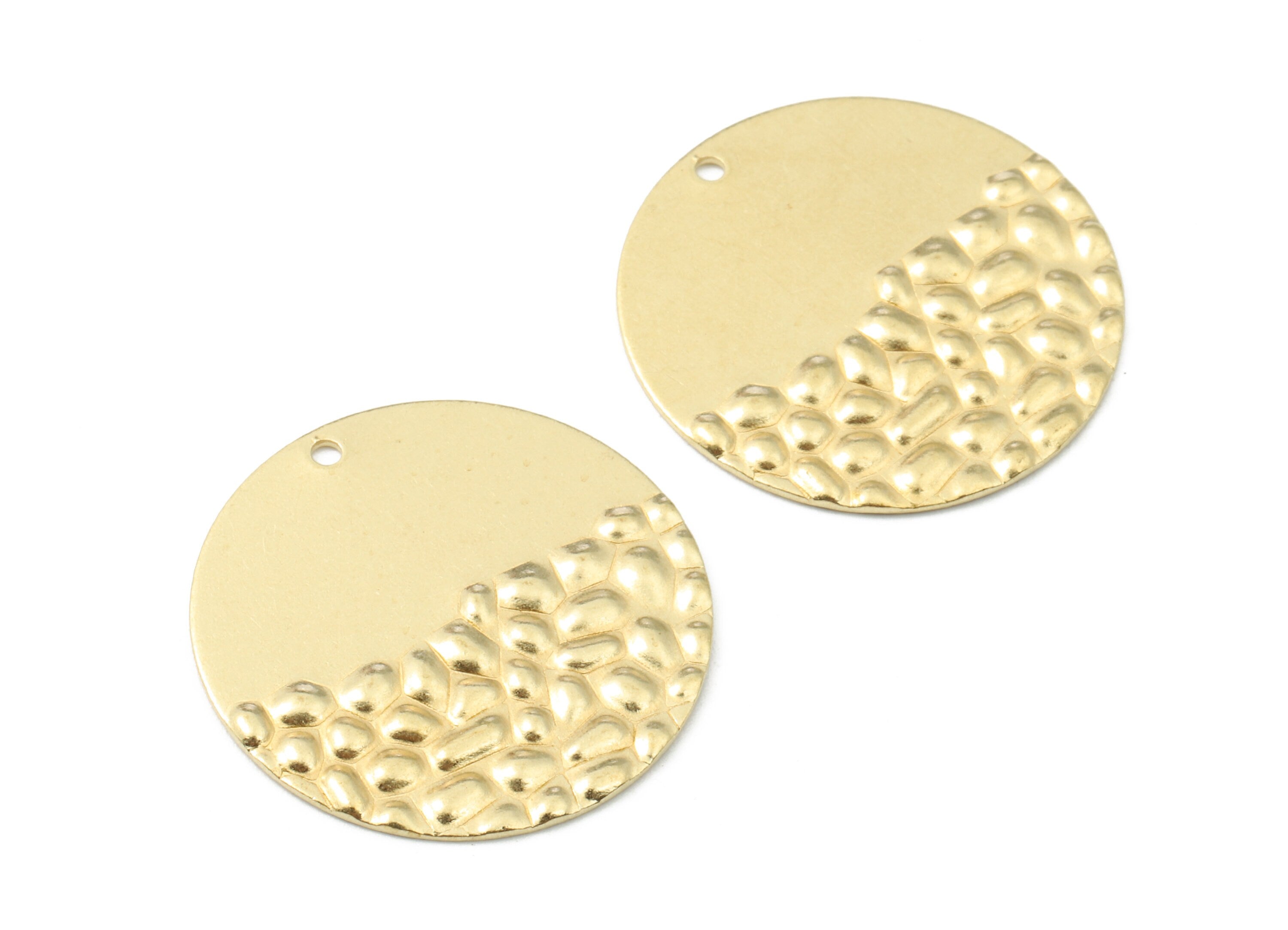 Brass Wavy Round Charms - Raw Brass Wavy Round Earrings and Pendant - Earring Findings - Jewelry Supplies - 25.06x25.06x1.17mm - PP2445 - DOMEDBAZAAR