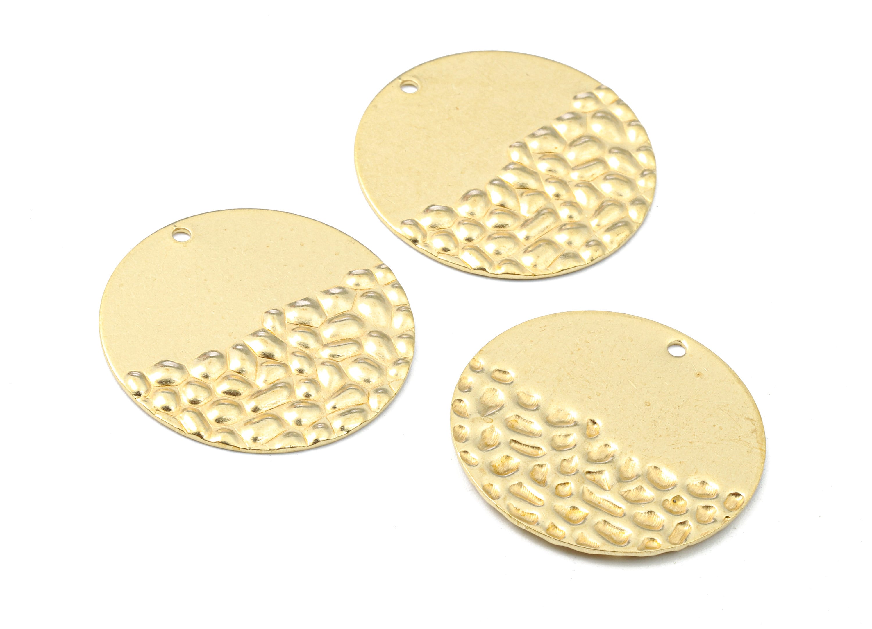 Brass Wavy Round Charms - Raw Brass Wavy Round Earrings and Pendant - Earring Findings - Jewelry Supplies - 25.06x25.06x1.17mm - PP2445 - DOMEDBAZAAR