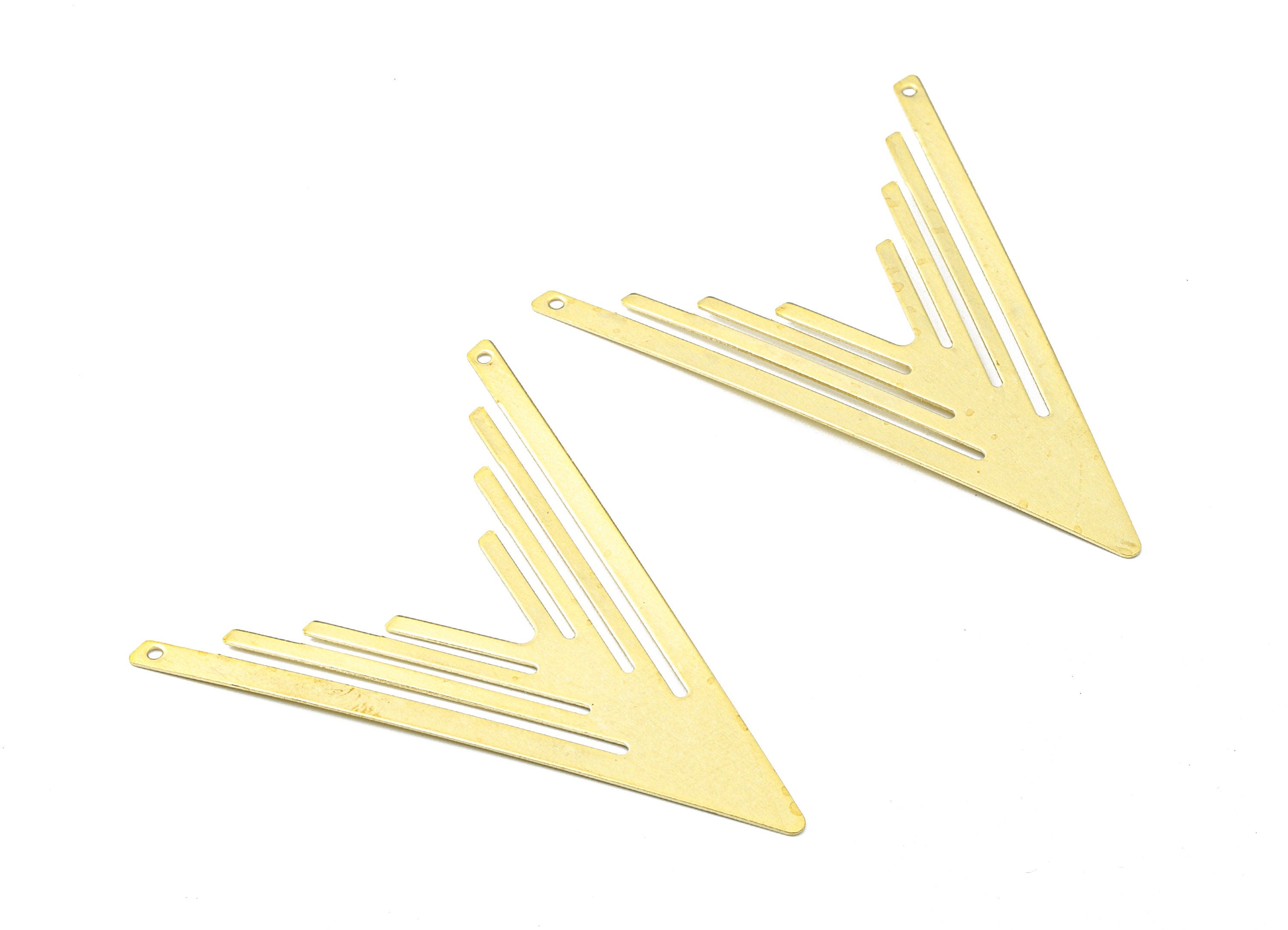 Brass Arrow Connectors - Raw Brass Arrow Pendant and Necklace - Brass V Connectors - 2 Holes - 61.88x47.99x0.48mm - PP2470 - DOMEDBAZAAR