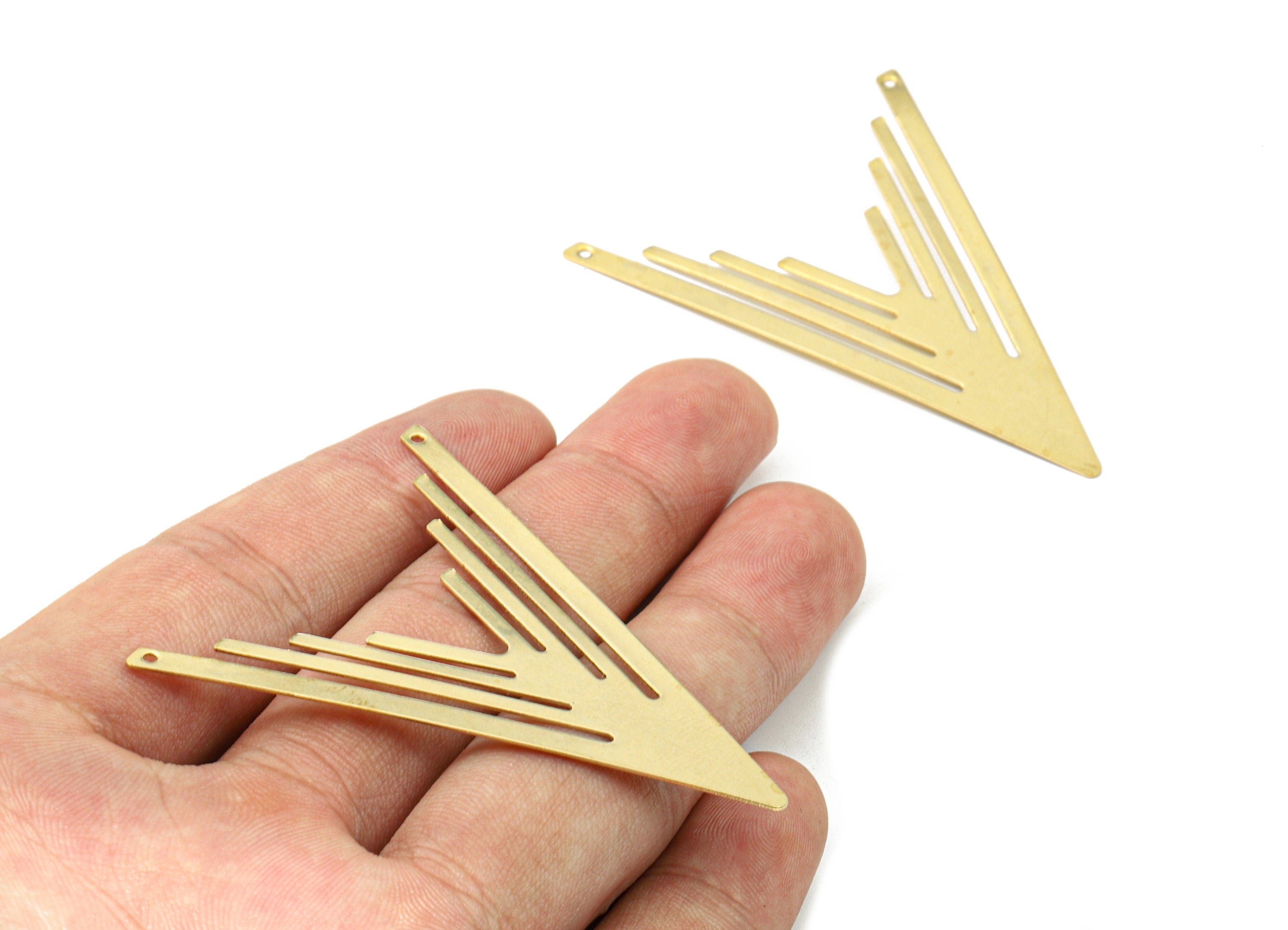 Brass Arrow Connectors - Raw Brass Arrow Pendant and Necklace - Brass V Connectors - 2 Holes - 61.88x47.99x0.48mm - PP2470 - DOMEDBAZAAR