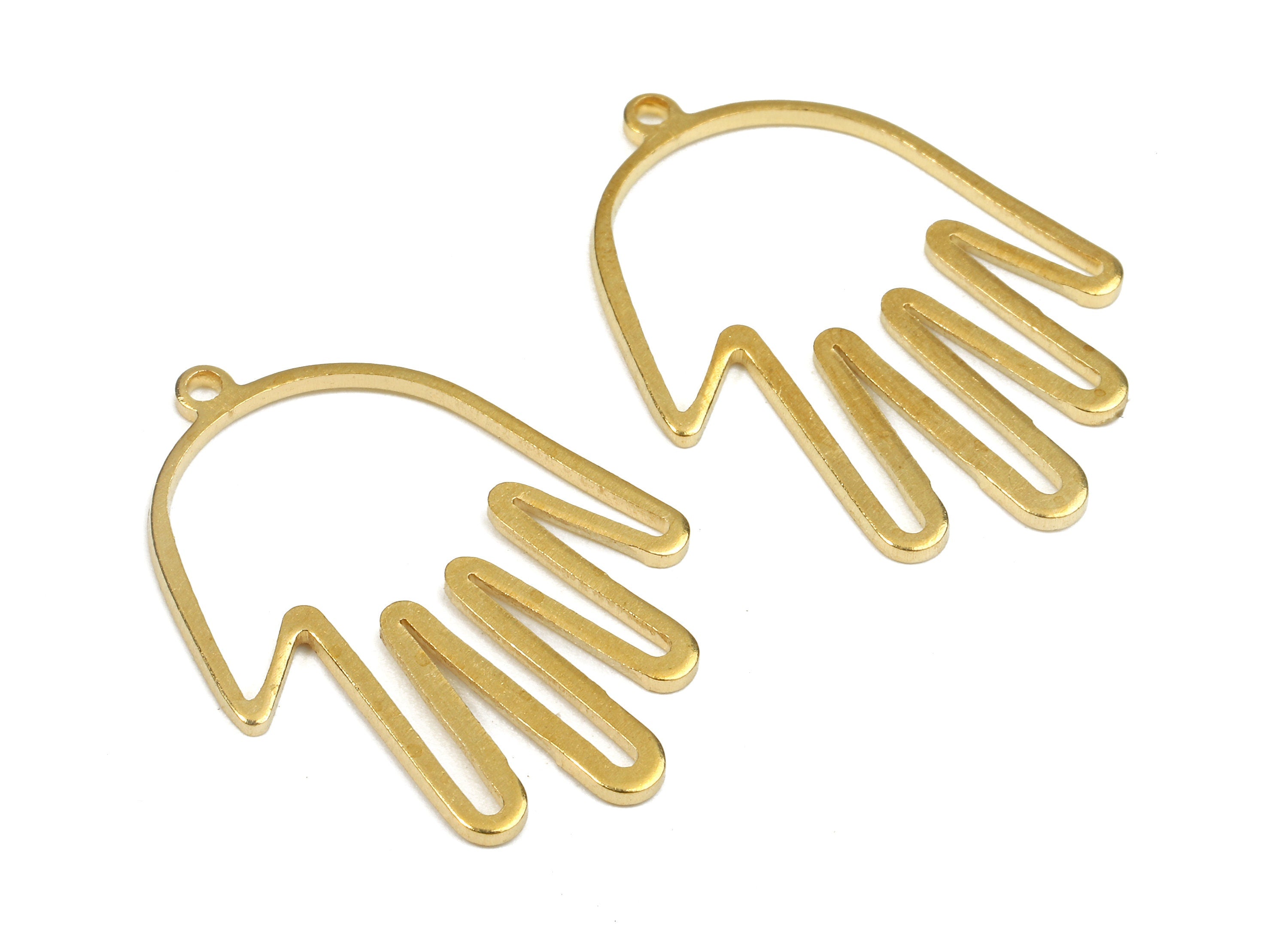 Brass Hand Charms - Raw Brass Hollow Hand Earrings and Pendant - Brass Hand Necklace - Jewelry Supplies - 28.24x19.65x1.35mm - PP2663 - DOMEDBAZAAR