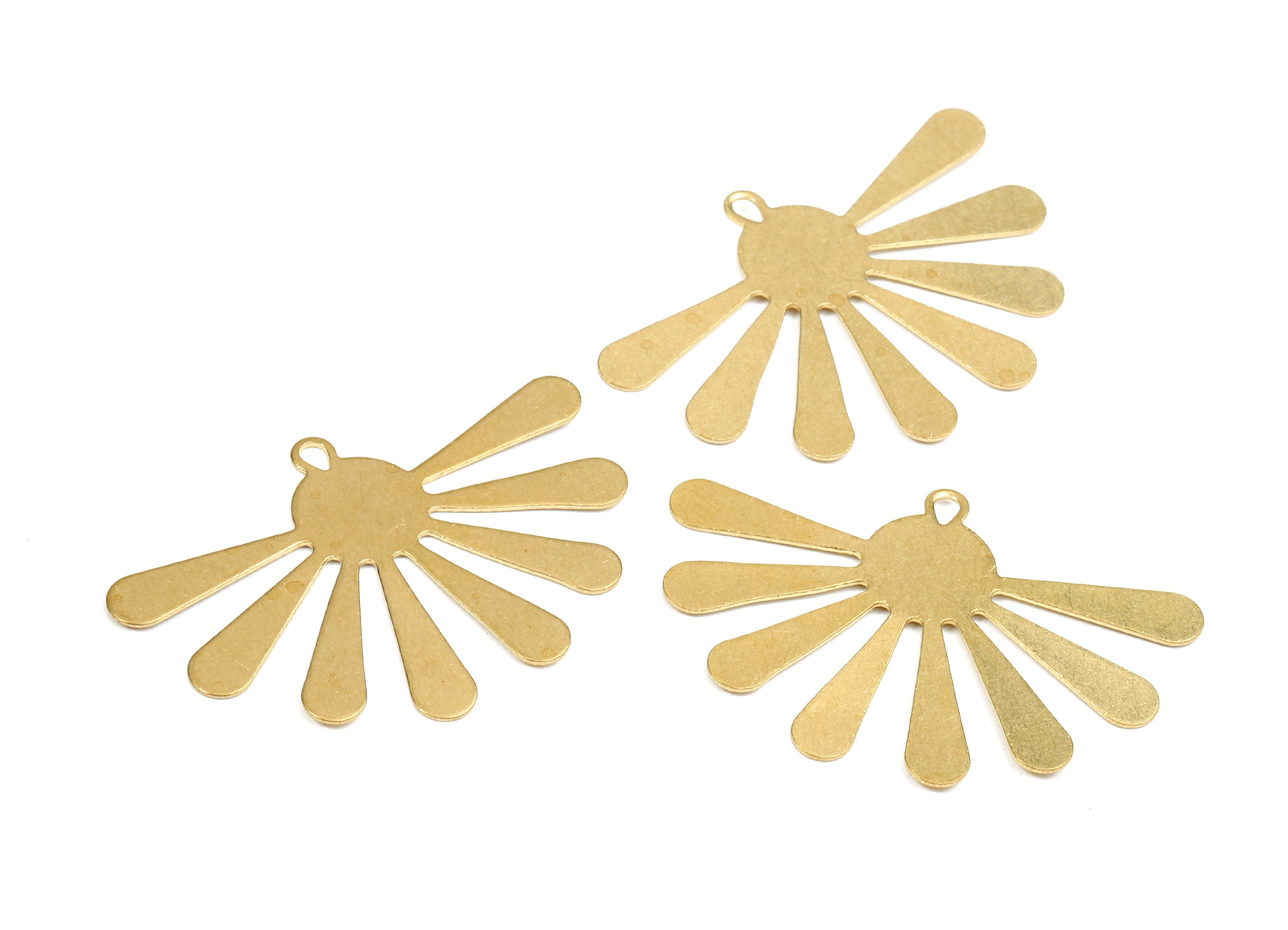 Brass Sun Charms - Raw Brass Sun Earrings and Pendant - Brass Sun Necklace - Jewelry Supplies - 36.02x24.89x0.56mm - PP2423 - DOMEDBAZAAR