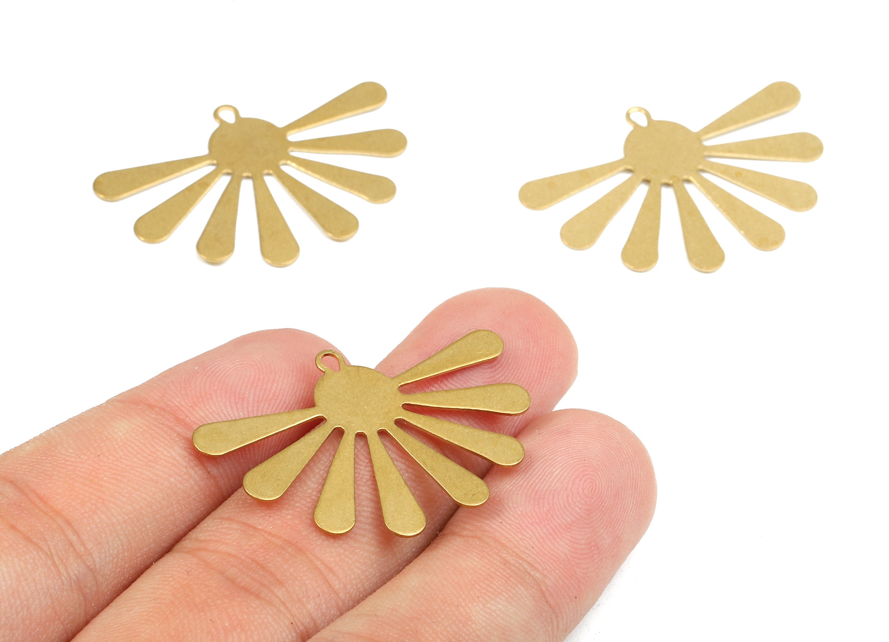 Brass Sun Charms - Raw Brass Sun Earrings and Pendant - Brass Sun Necklace - Jewelry Supplies - 36.02x24.89x0.56mm - PP2423 - DOMEDBAZAAR