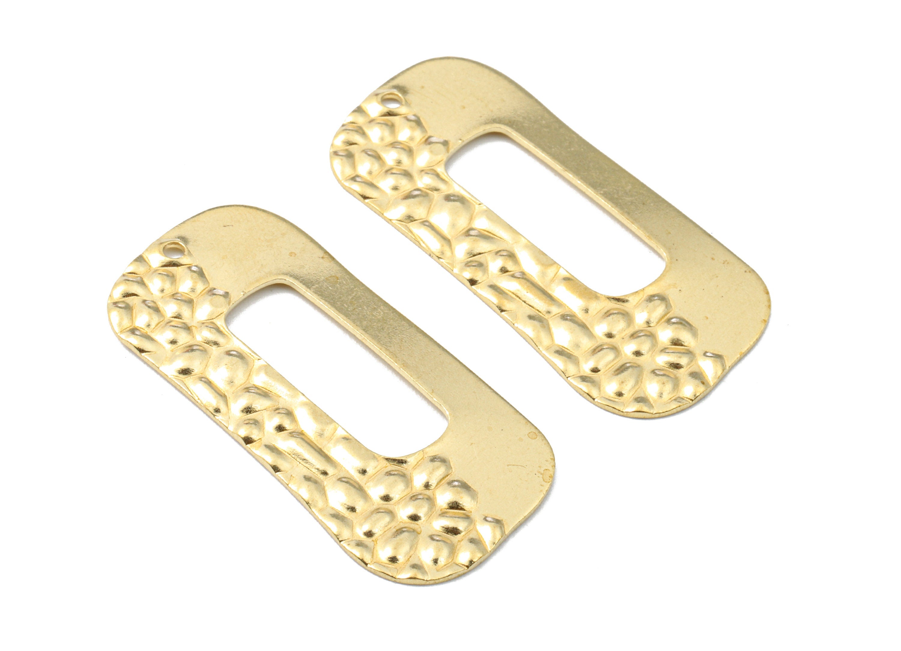 Brass Wavy Rectangle Charms - Raw Brass Rectangle Earrings and Pendant - Earring Findings - Jewelry Supplies - 33.82x16.86x0.97mm - PP2532 - DOMEDBAZAAR