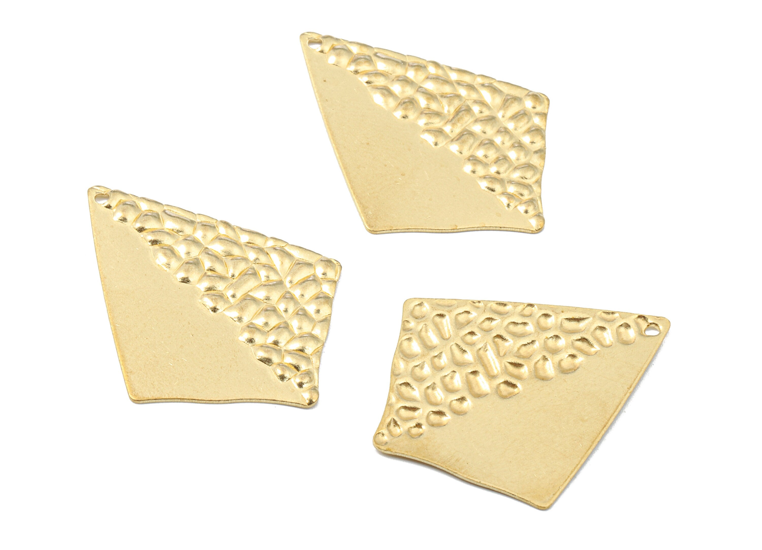 Brass Wavy Diamond Charms - Raw Brass Wavy Diamond Earrings and Pendant - Earring Findings - Jewelry Supplies - 34.46x27.08x1.35mm - PP2570 - DOMEDBAZAAR