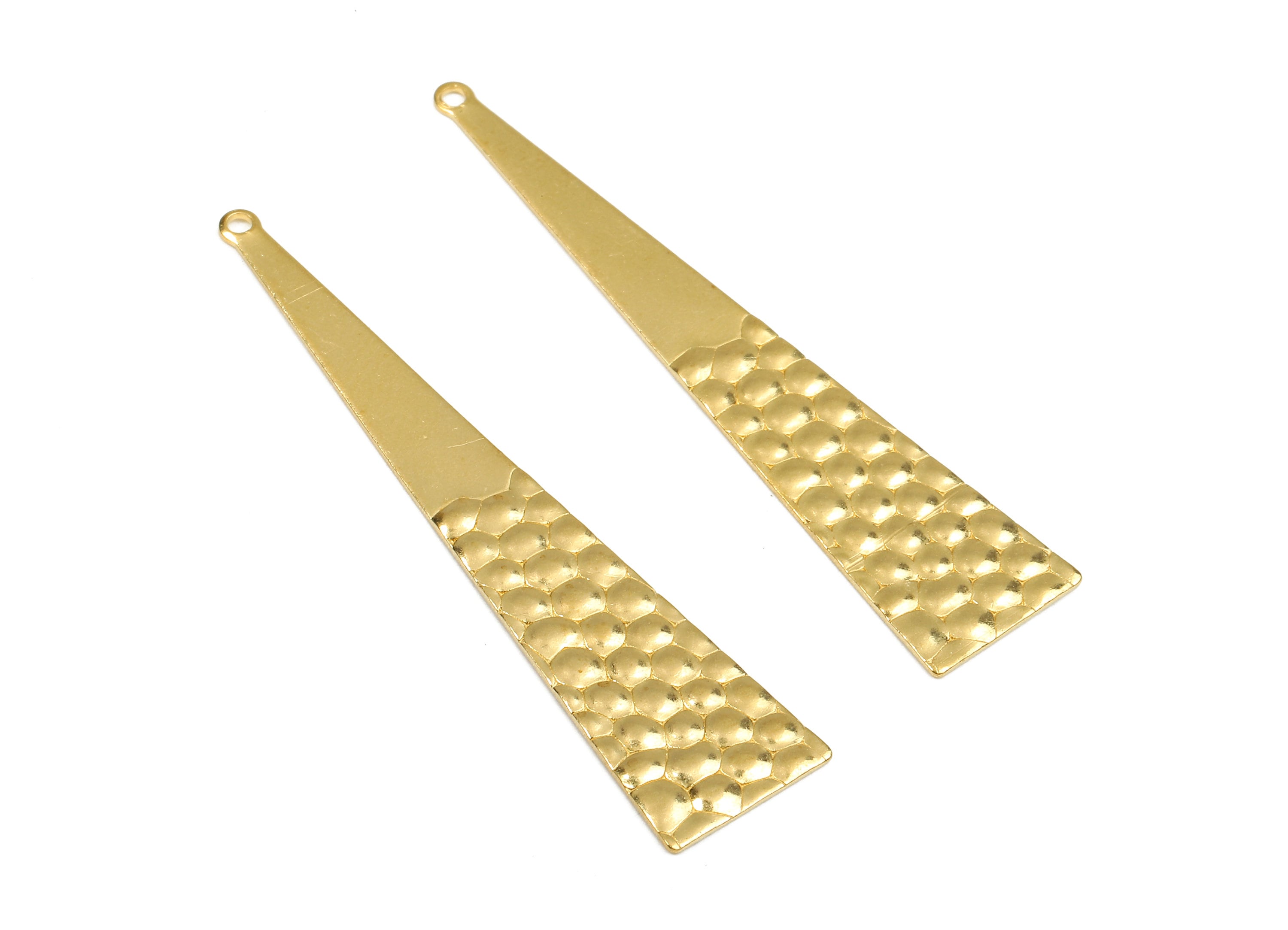 Brass Triangle Charms - Raw Brass Wavy Triangle Earrings and Pendant - Brass Triangle Necklace - 50.17x11.28x0.68mm - PP2468 - DOMEDBAZAAR