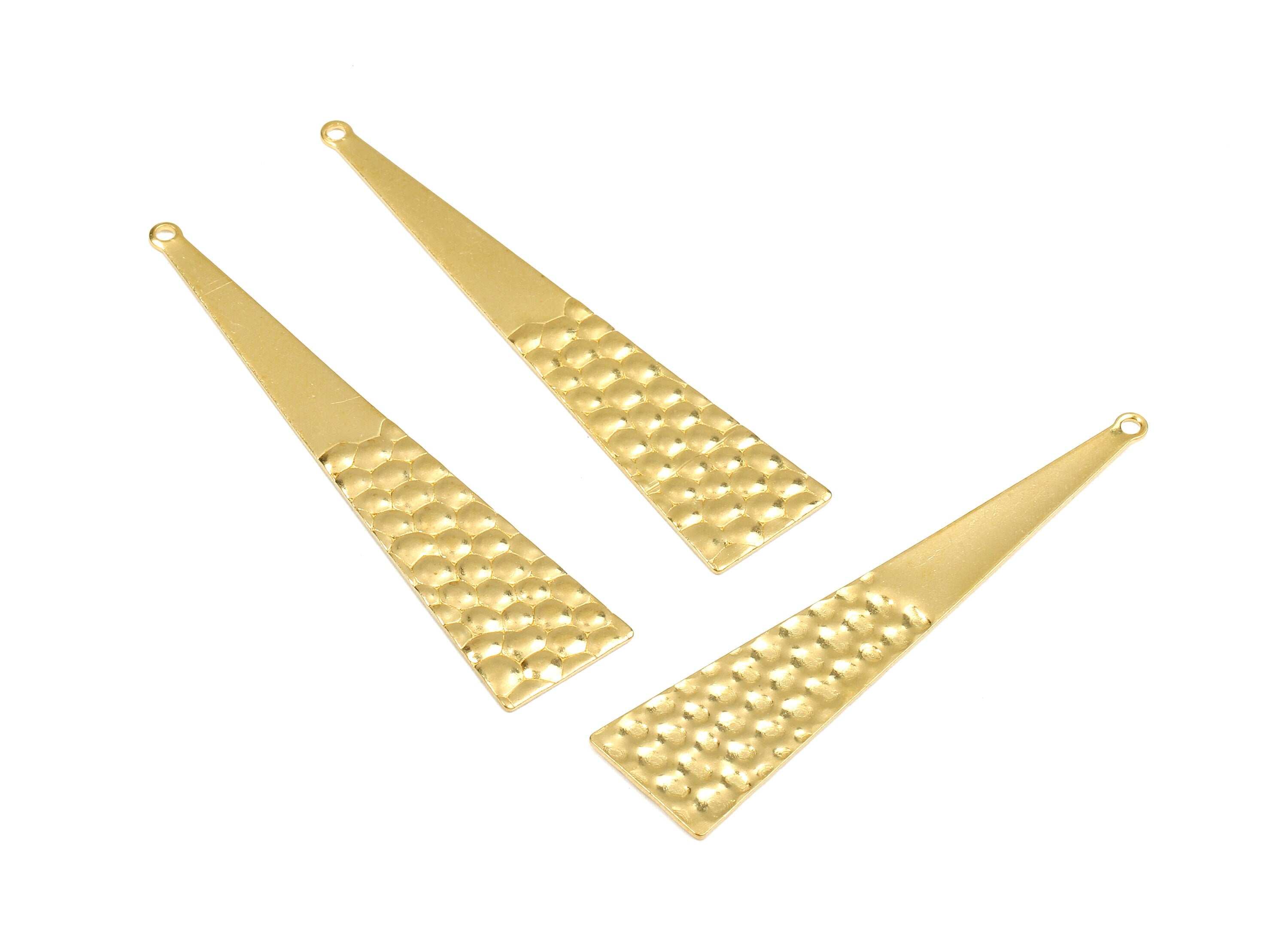 Brass Triangle Charms - Raw Brass Wavy Triangle Earrings and Pendant - Brass Triangle Necklace - 50.17x11.28x0.68mm - PP2468 - DOMEDBAZAAR