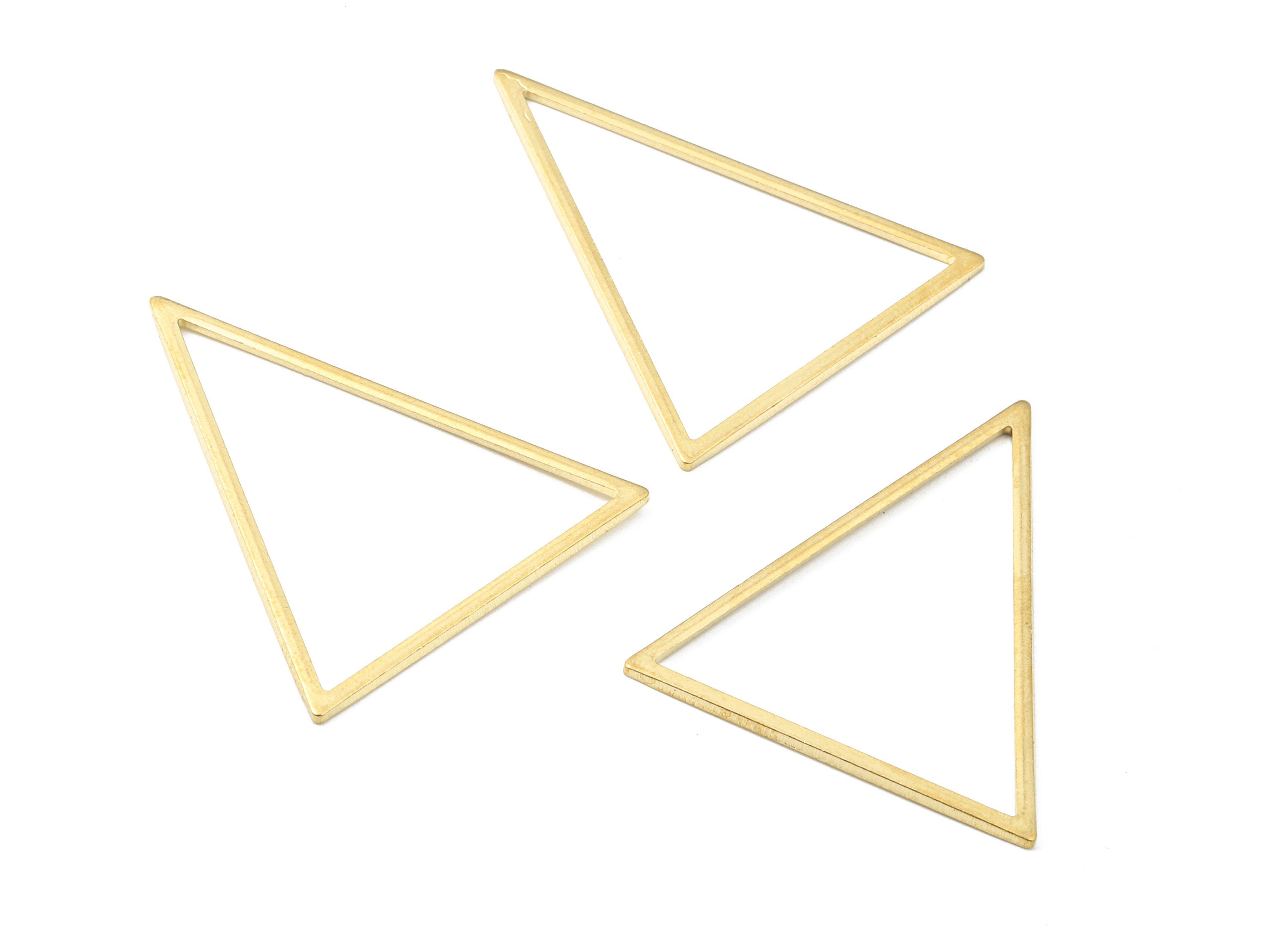 Brass Triangle Ring Charms - Raw Brass Triangle Earrings and Pendant - Brass Triangle Connectors - 36.08x30.51x1mm - PP2597 - DOMEDBAZAAR