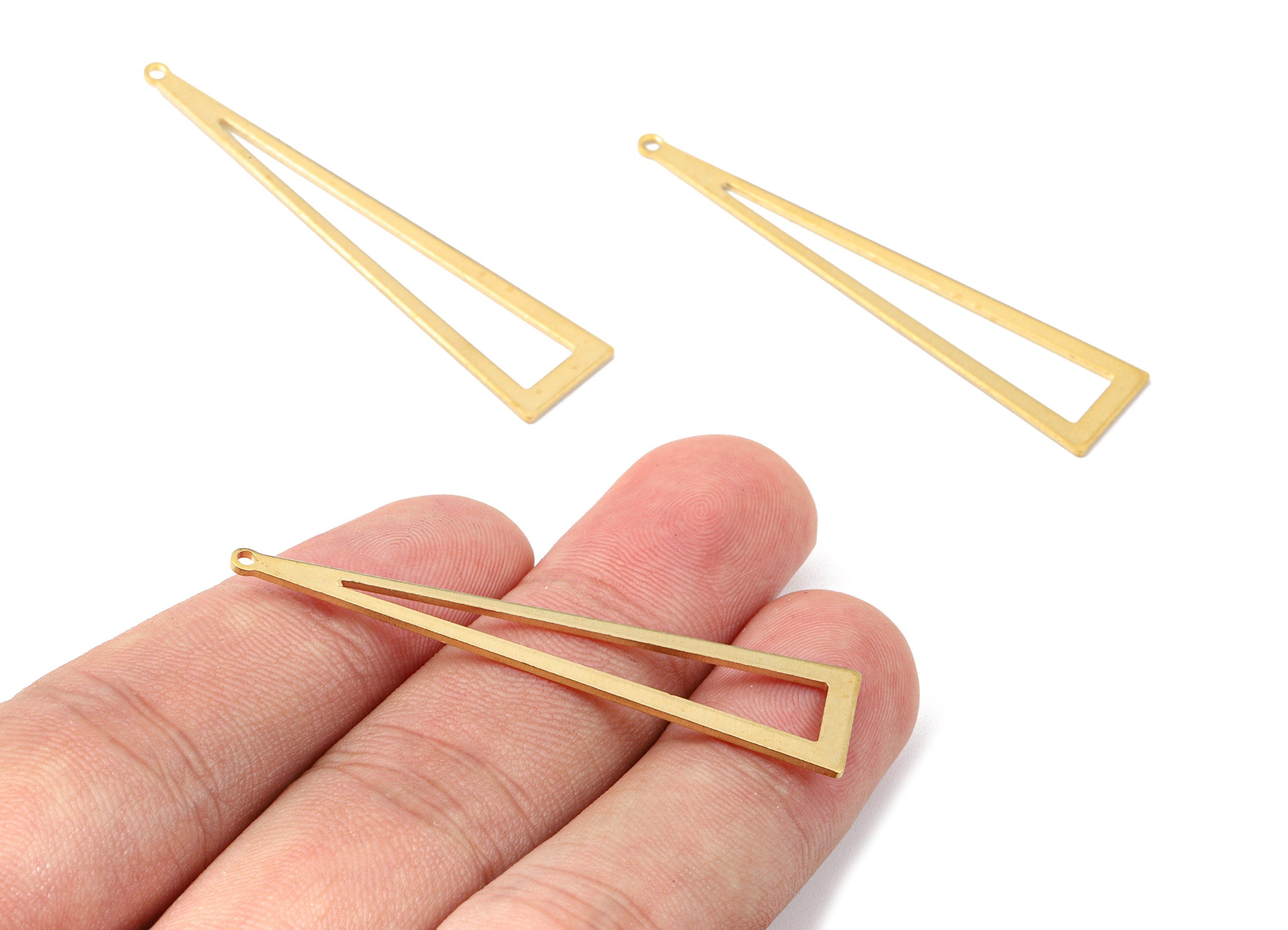 Brass Triangle Charms - Raw Brass Triangle Earrings and Pendant - Brass Triangle Necklace - Jewelry Supplies - 50.19x11.3x0.9mm - PP2501 - DOMEDBAZAAR