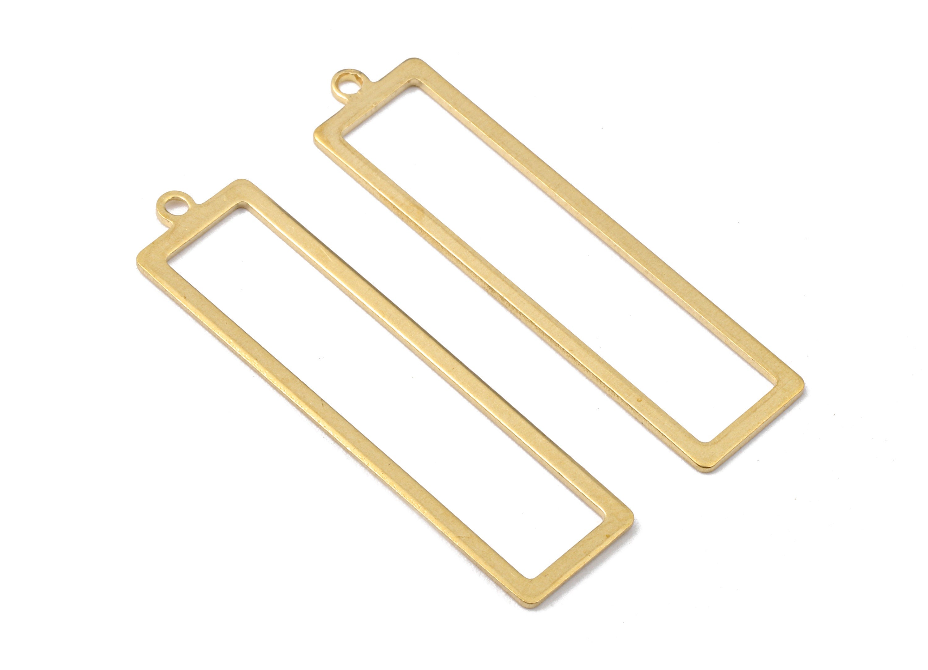 Brass Rectangle Charms - Raw Brass Rectangle Earrings and Pendant - Brass Rectangle Necklace - 37.82x10.24x0.91mm - PP2541 - DOMEDBAZAAR