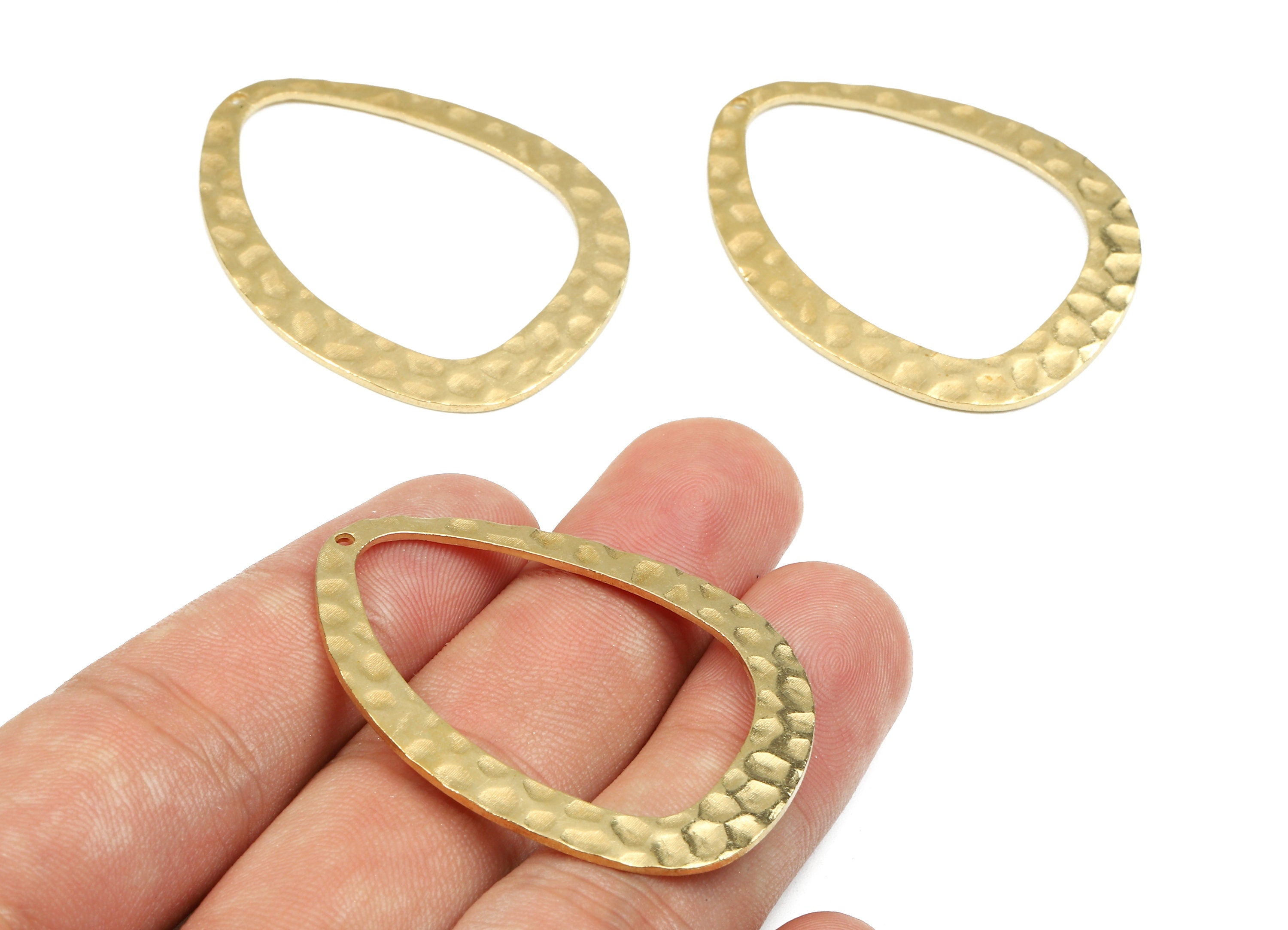 Brass Drop Charms - Raw Brass Hammered Drop Earrings and Pendant - Brass Drop Necklace - Jewelry Supplies - 45.15x35.07x1.23mm - PP2602 - DOMEDBAZAAR