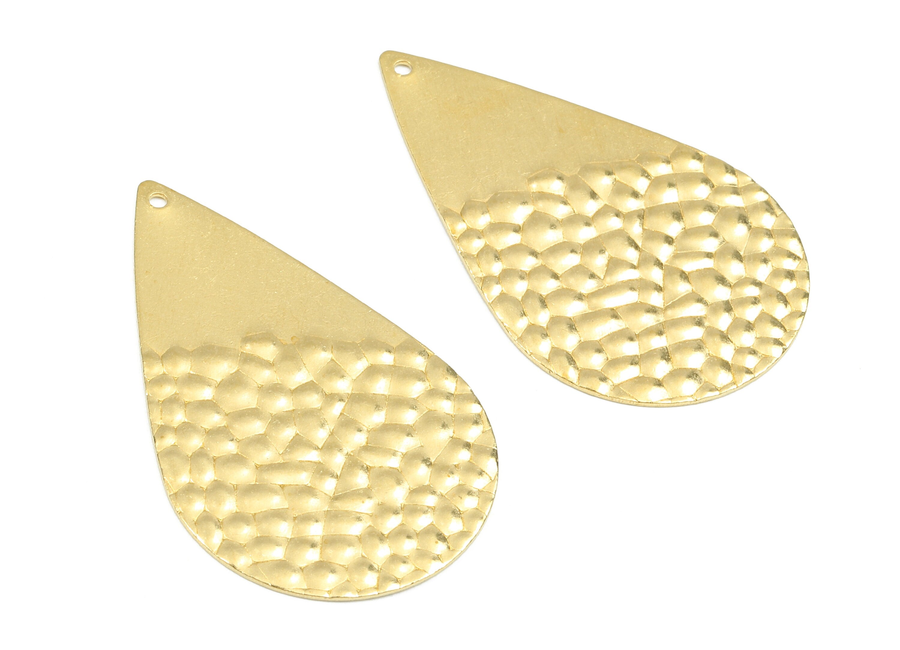 Brass Drop Charms - Raw Brass Wavy Drop Earrings and Pendant - Brass Drop Necklace - Jewelry Supplies - 43.85x27.06x1.29mm - PP2420 - DOMEDBAZAAR