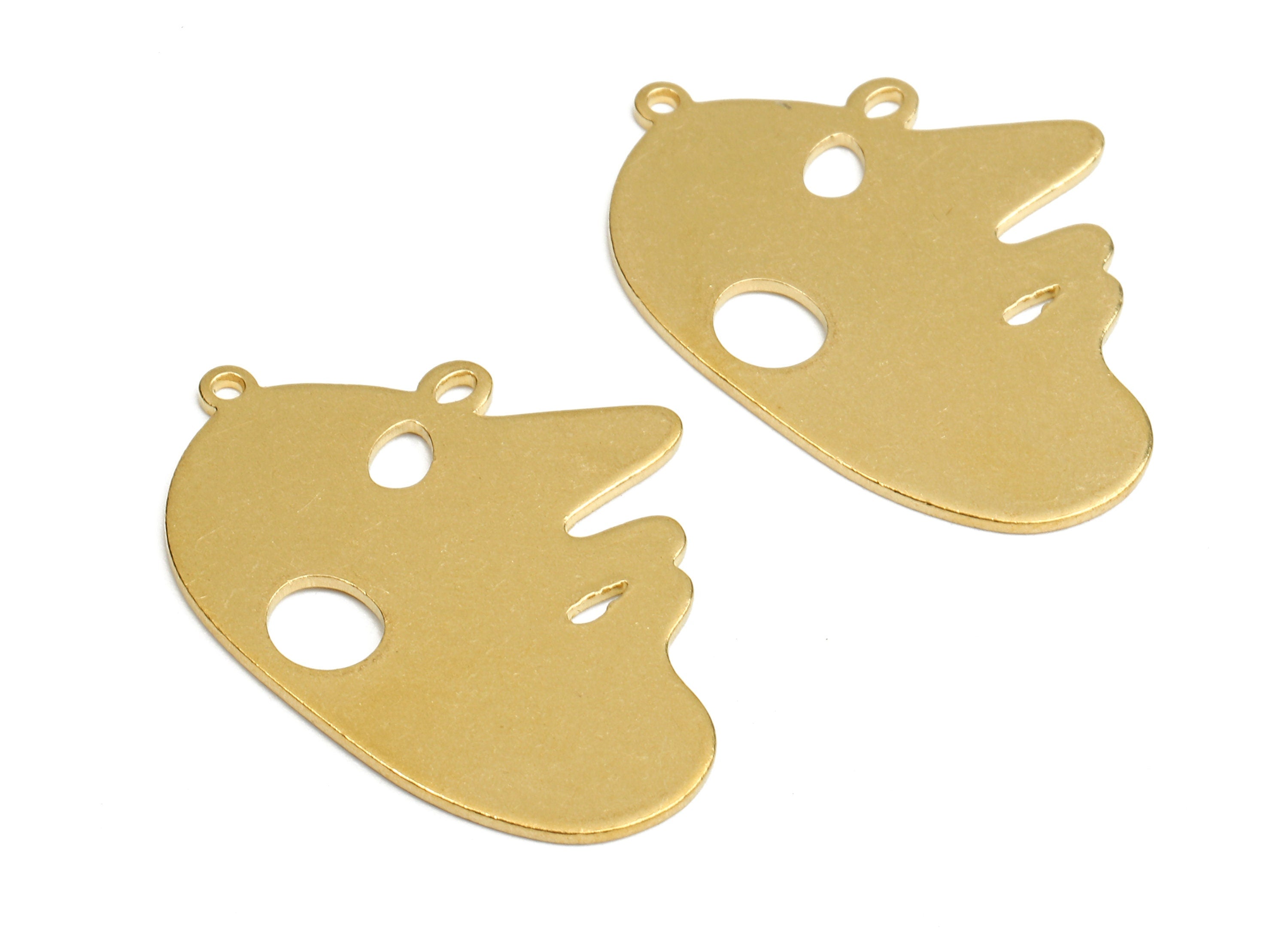 Brass Face Charms - Raw Brass Face Earrings and Pendant - Brass Face Necklace - Jewelry Supplies - 35.43x26.2x1.05mm - PP2368 - DOMEDBAZAAR