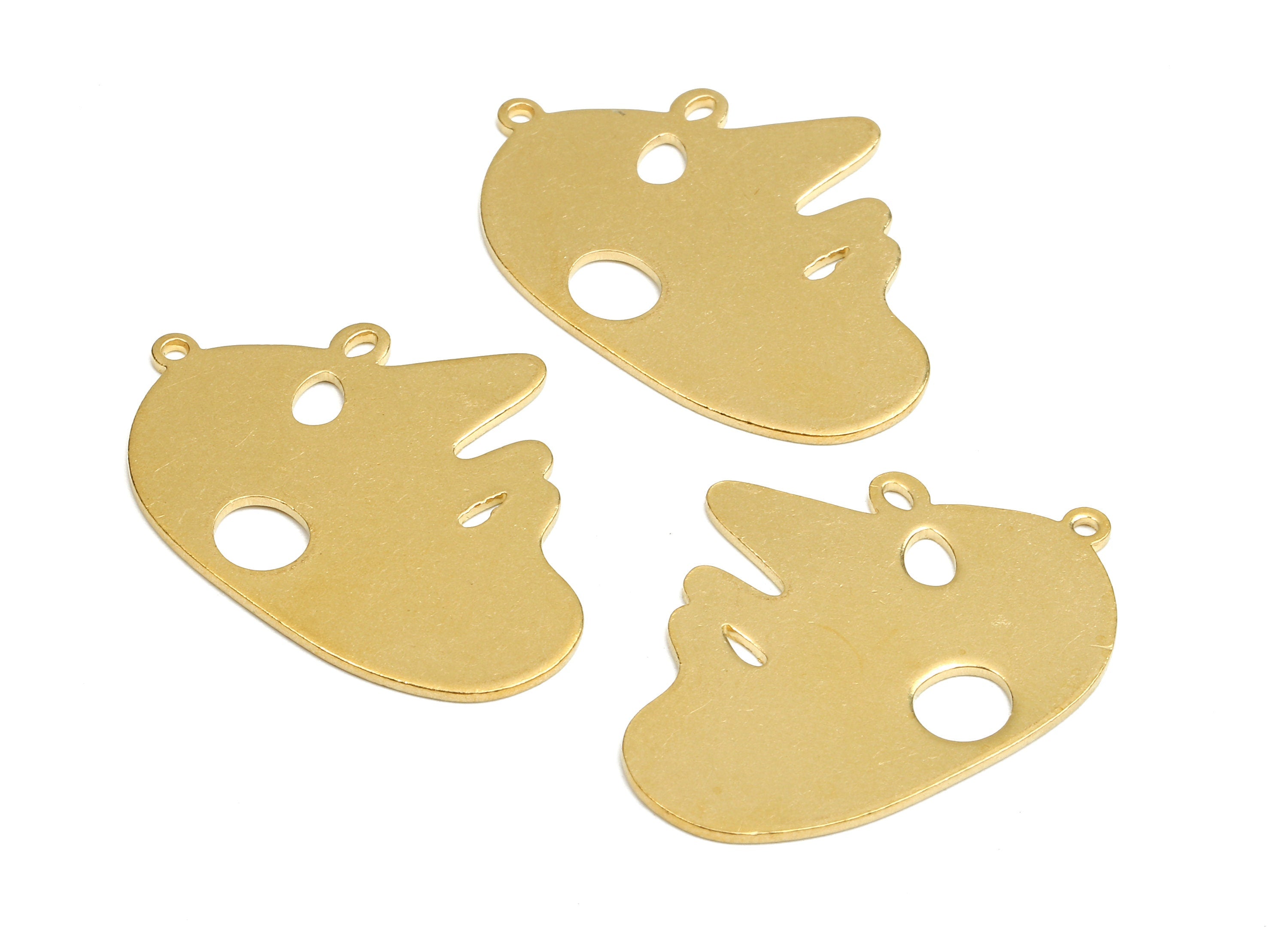 Brass Face Charms - Raw Brass Face Earrings and Pendant - Brass Face Necklace - Jewelry Supplies - 35.43x26.2x1.05mm - PP2368 - DOMEDBAZAAR