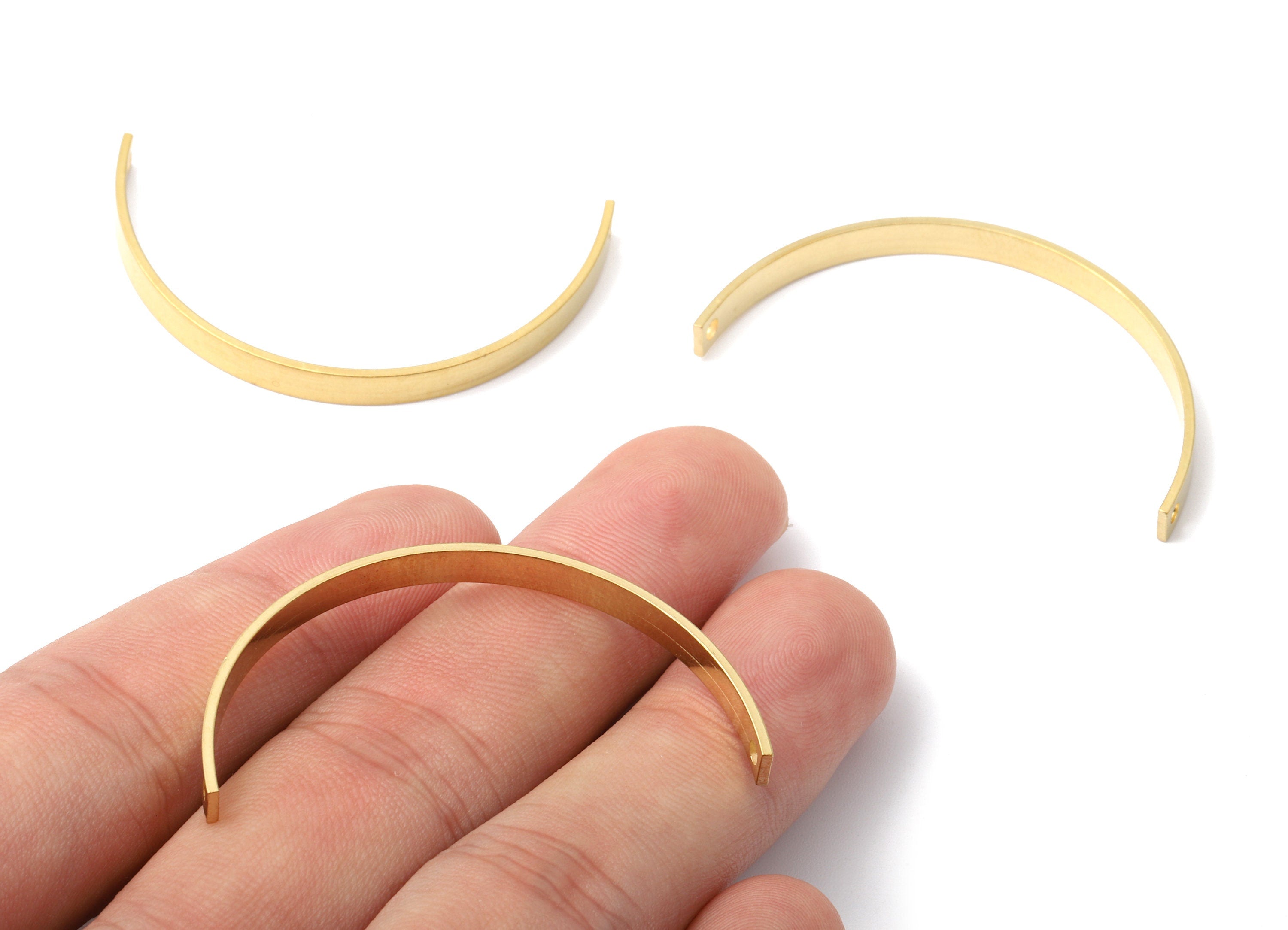 Brass C Connectors - Raw Brass C Pendant and Necklace - Brass C Connector Charms - 2 Holes - Connectors Findings - 44.3x4.16x1.43mm - PP2701 - DOMEDBAZAAR