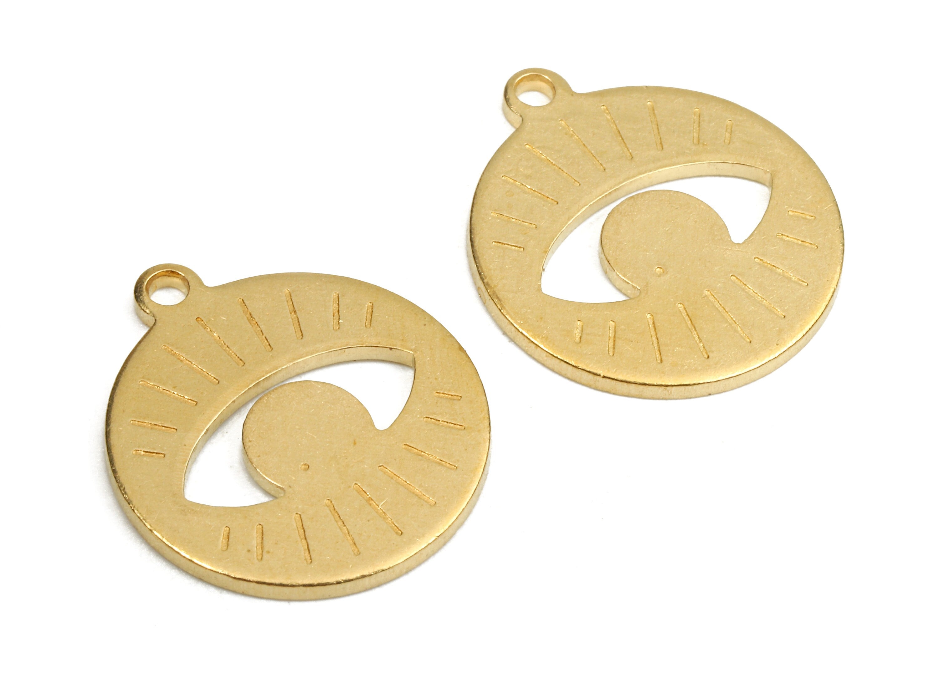 Brass Round Charms - Raw Brass Eye Earring and Pendant - Brass Eye Necklace - Jewellery Supplies - 17.18x15.11x1.07mm - PP2457 - DOMEDBAZAAR