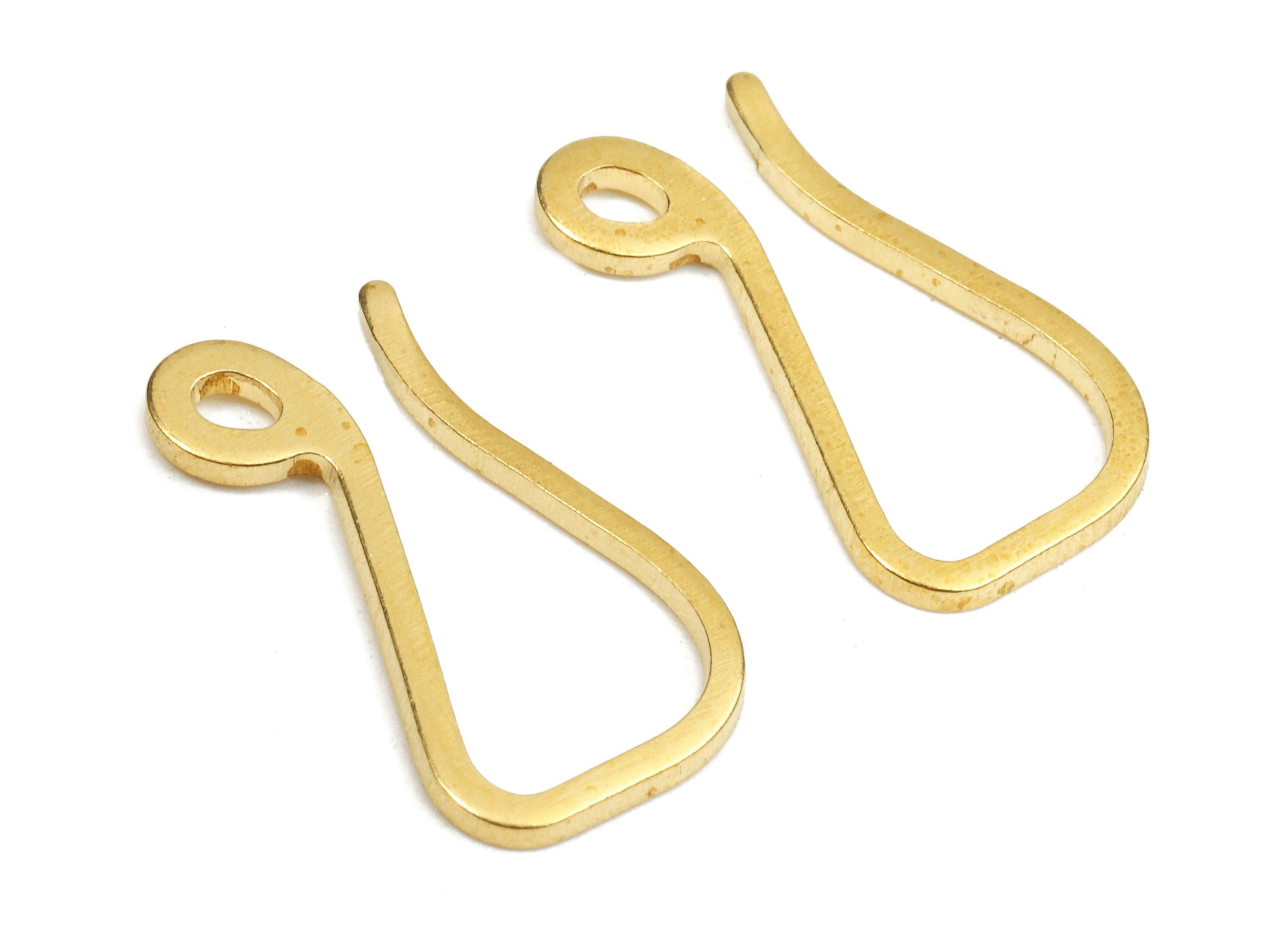 Brass Earring Wires - Raw Brass Earring Hooks - Brass Copper Ear Wire - Jewelry Supplies - 17.8x9.84x1.17mm - PP2679 - DOMEDBAZAAR