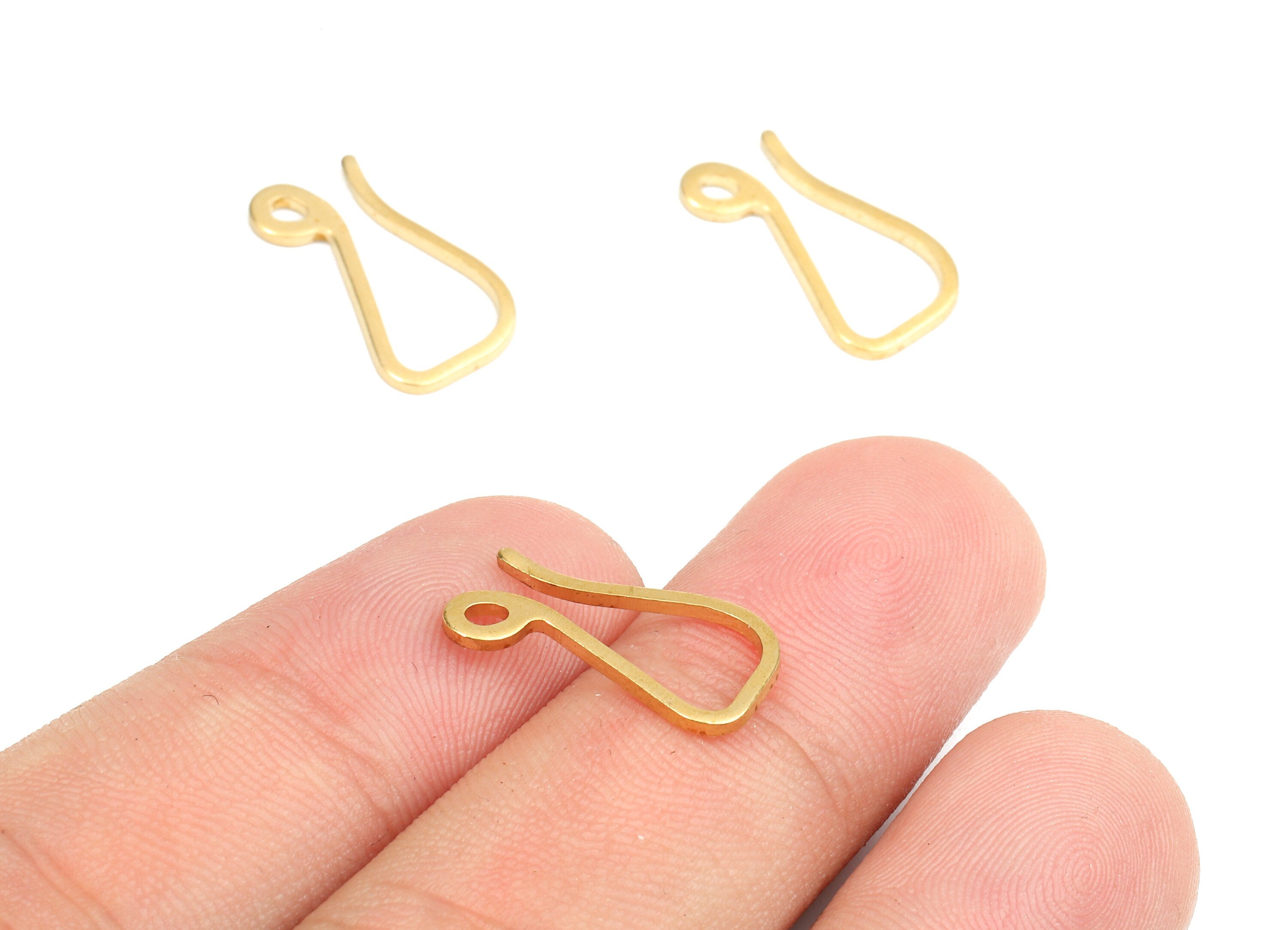 Brass Earring Wires - Raw Brass Earring Hooks - Brass Copper Ear Wire - Jewelry Supplies - 17.8x9.84x1.17mm - PP2679 - DOMEDBAZAAR
