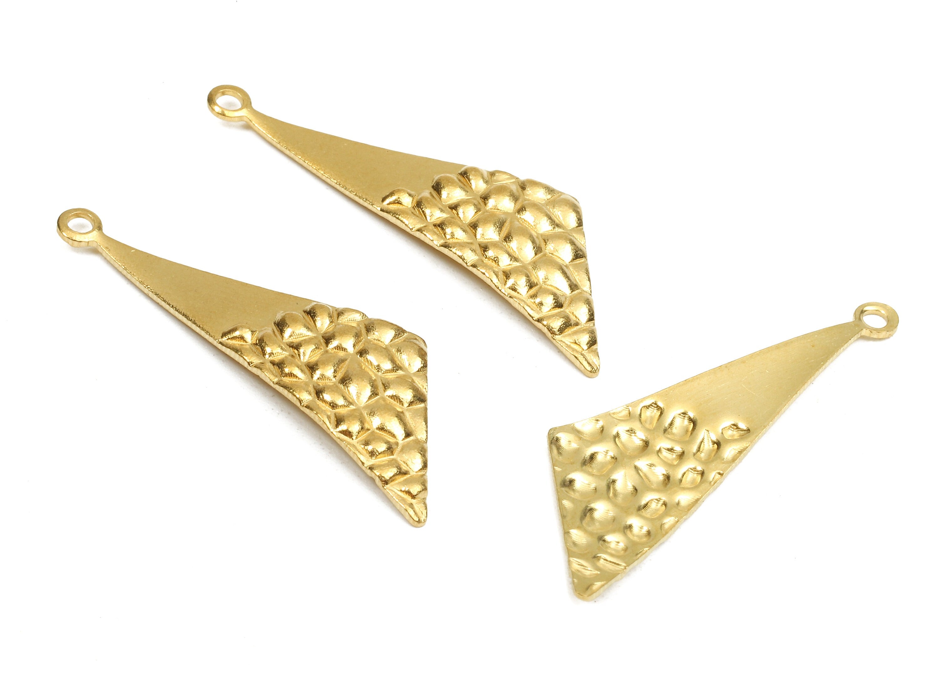 Brass Wavy Triangle Charms - Raw Brass Wavy Triangle Earrings and Pendant - Earring Findings - Jewelry Supplies - 32.66x10.3x1.61mm - PP2534 - DOMEDBAZAAR