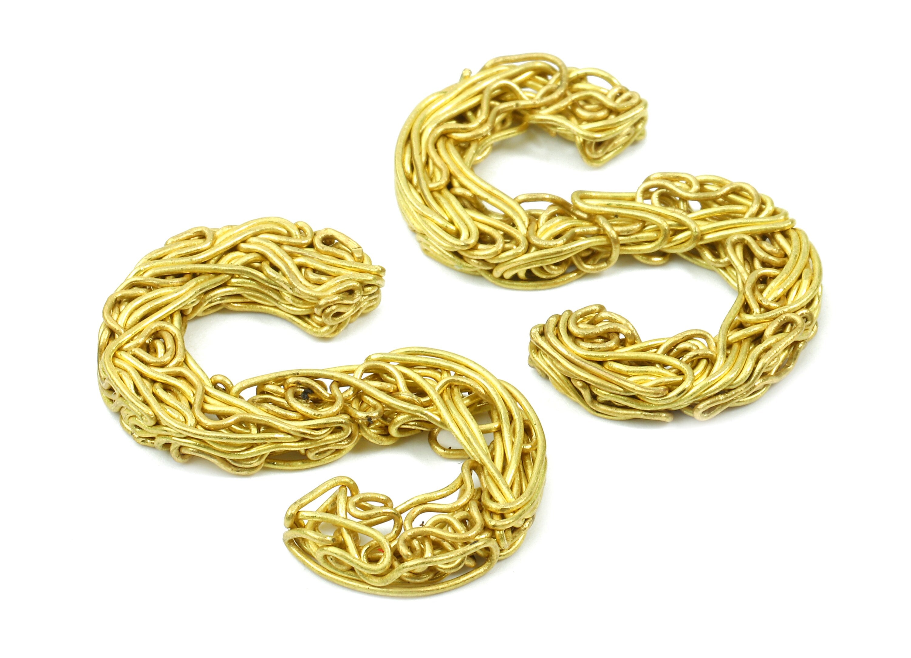 Brass S letter Pendant - Raw Brass Hammered Wire Letter S Alphabets Charms  - Jewelry Supplies - 27.6x17.55x3.08mm - PP2937 - DOMEDBAZAAR