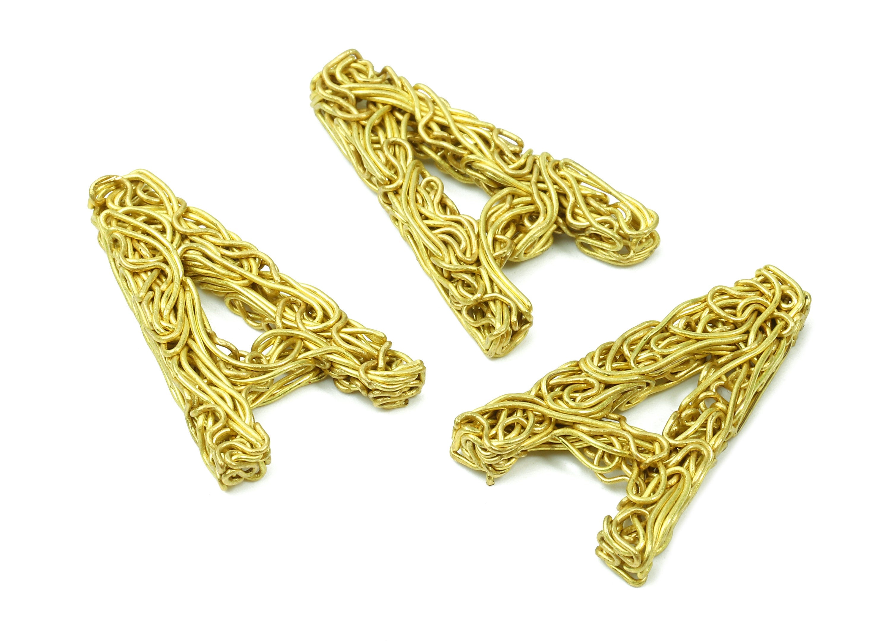 Brass A letter Pendant - Raw Brass Hammered Wire Letter A Alphabets Charms  - Jewelry Supplies - 28.63x18.16x4.19mm - PP2919 - DOMEDBAZAAR