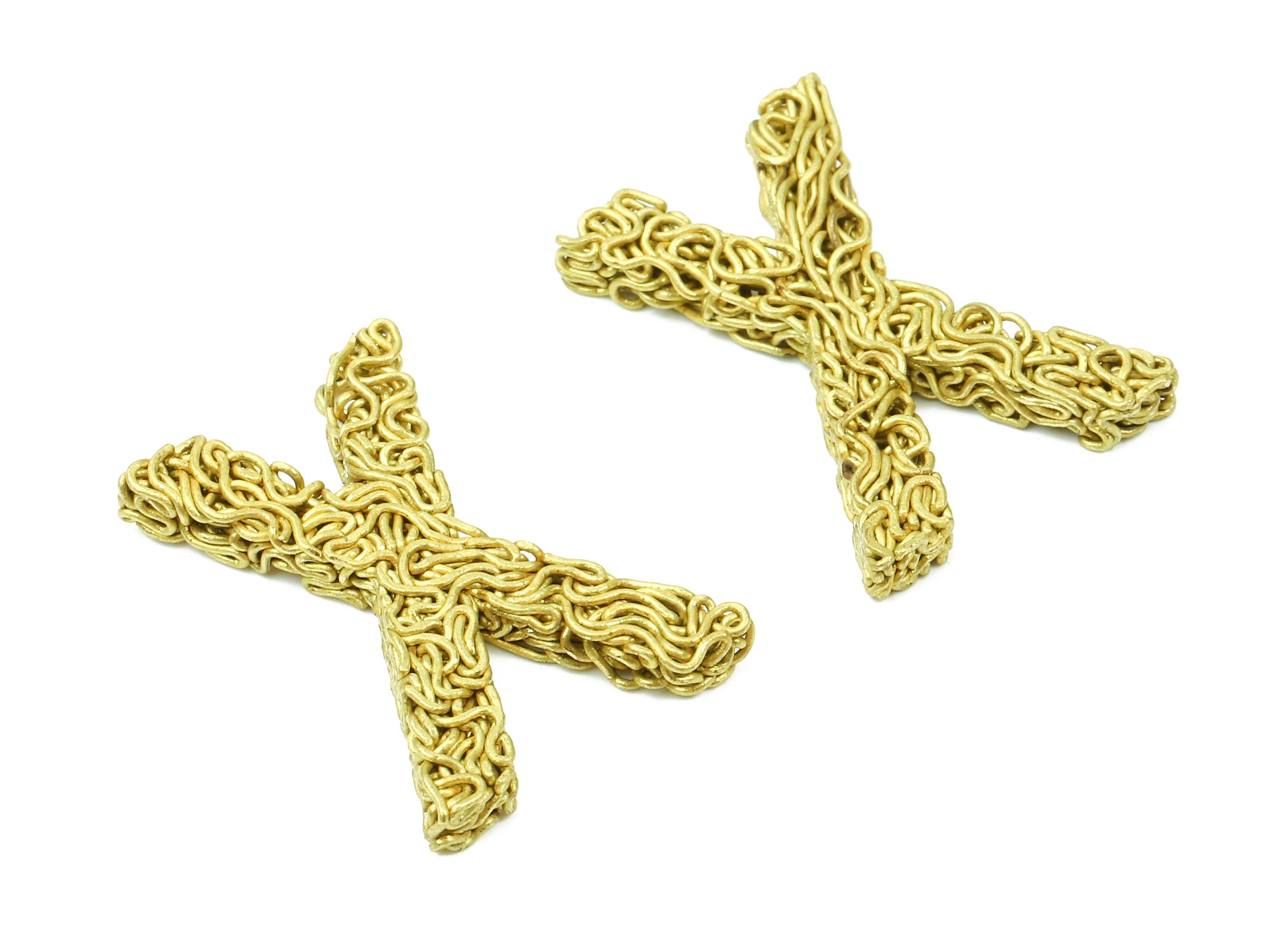 Brass X letter Pendant - Raw Brass Hammered Wire Letter X Alphabets Charms  - Jewelry Supplies - 27.36x20.52x3.43mm - PP2942 - DOMEDBAZAAR