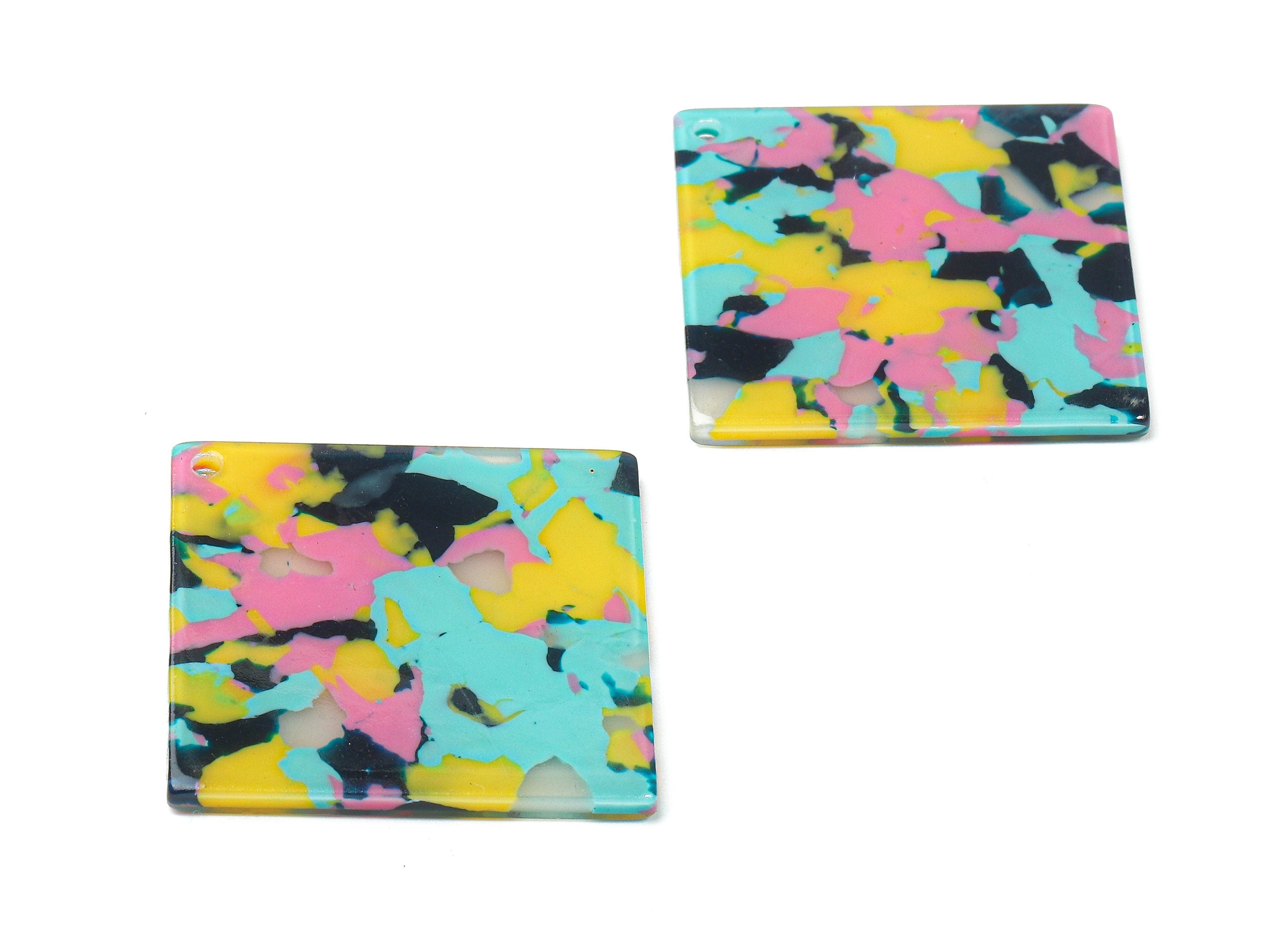 Acetate Square Charms - Square Earrings and Pendant - Jewelry Supplies - Color Code: A111 - 30x30.13x2.33mm - AC1079-A111-A - DOMEDBAZAAR