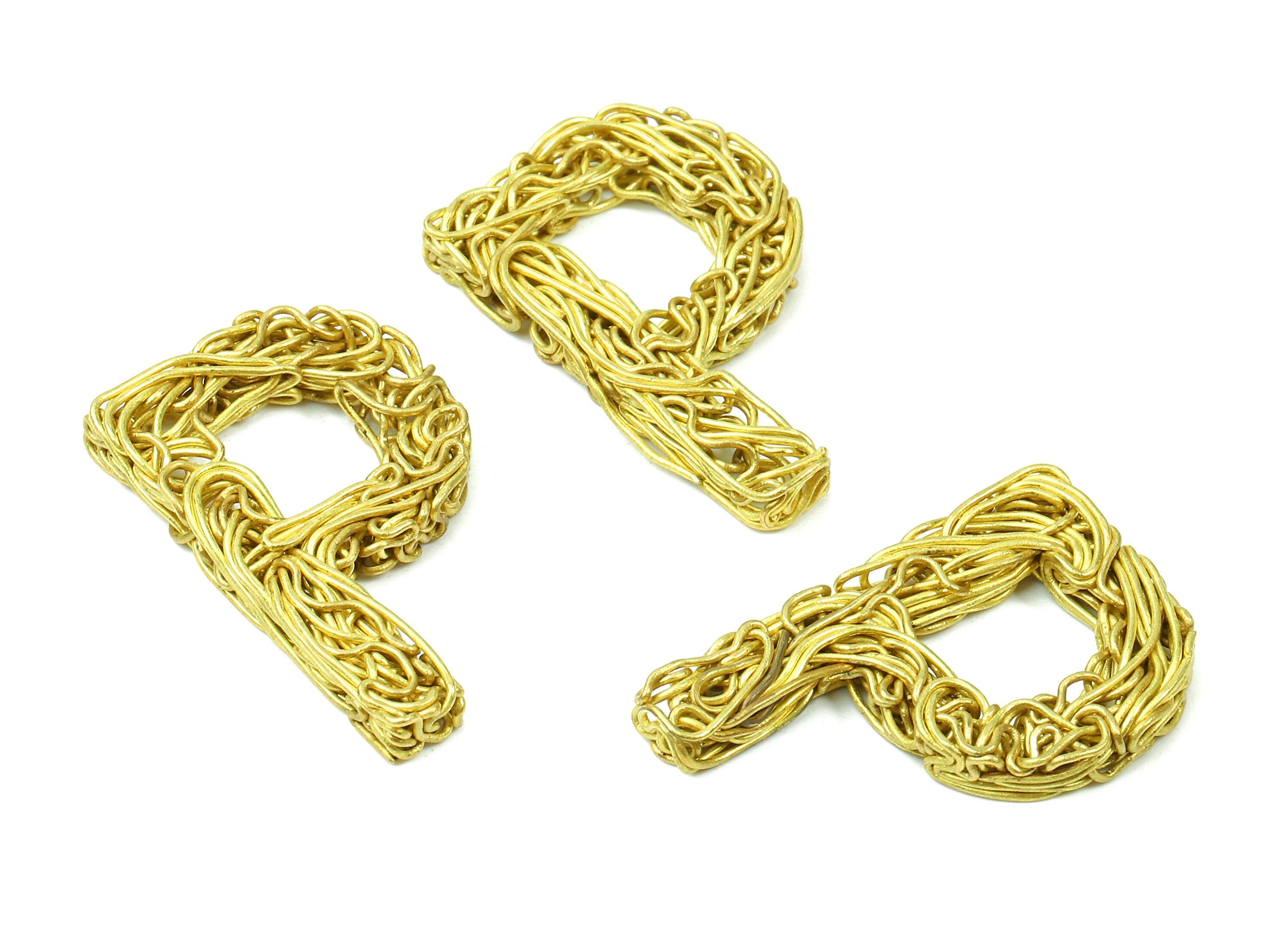 Brass P letter Pendant - Raw Brass Hammered Wire Letter P Alphabets Charms  - Jewelry Supplies - 27.85x17.74x3.58mm - PP2934 - DOMEDBAZAAR