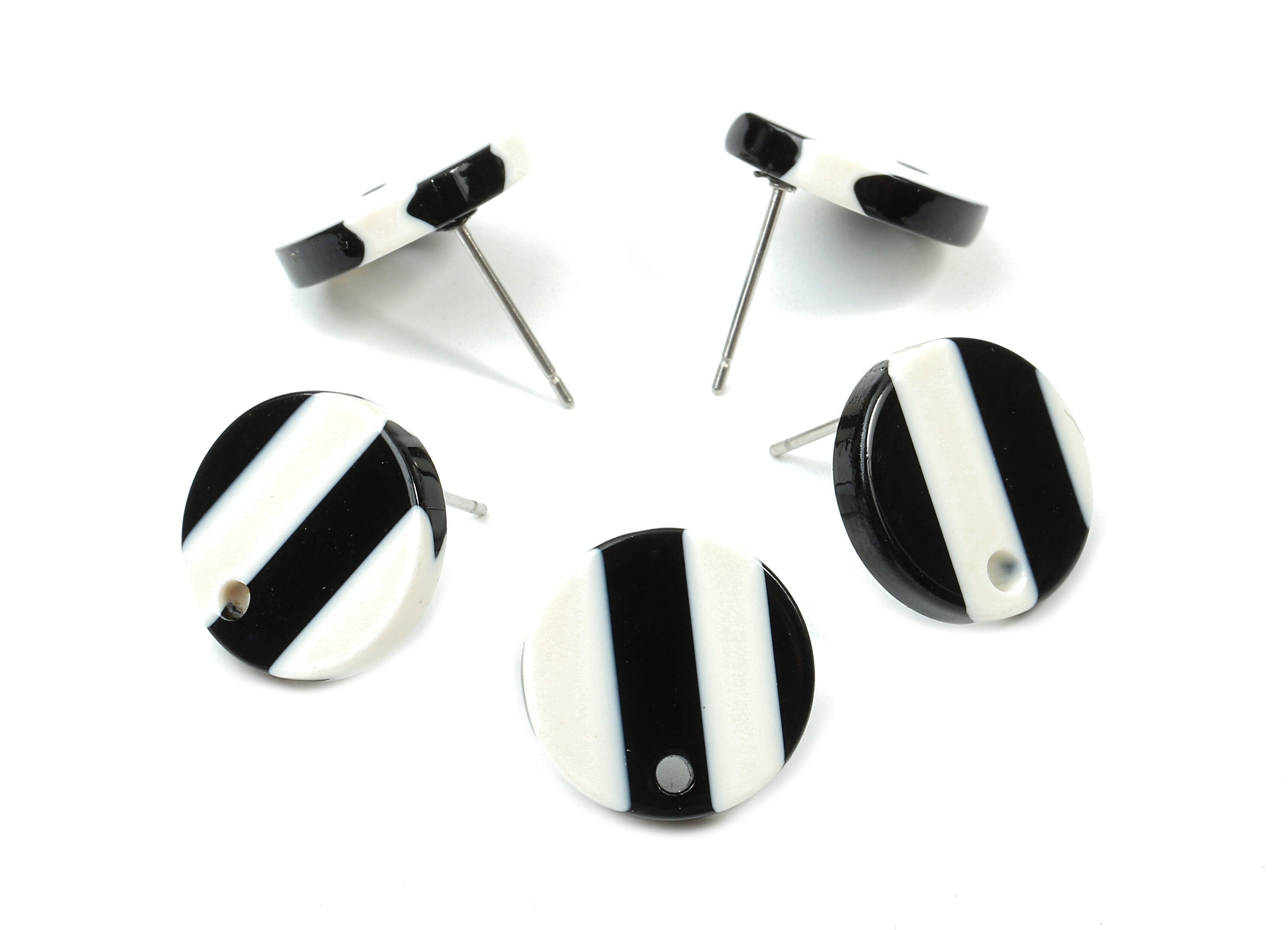 Acetate Round Earring Post - Acetate Round Earring Stud - Earring Stud Findings - Color Code: A64 - 14.6x14.6x2.28mm - AC1385-A64 - DOMEDBAZAAR